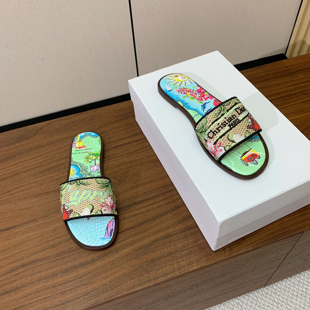 DIOR 25S DWAY SLIDE IN MULTICOLOR CALFSKIN AND FABRIC STYLE 3 - 34