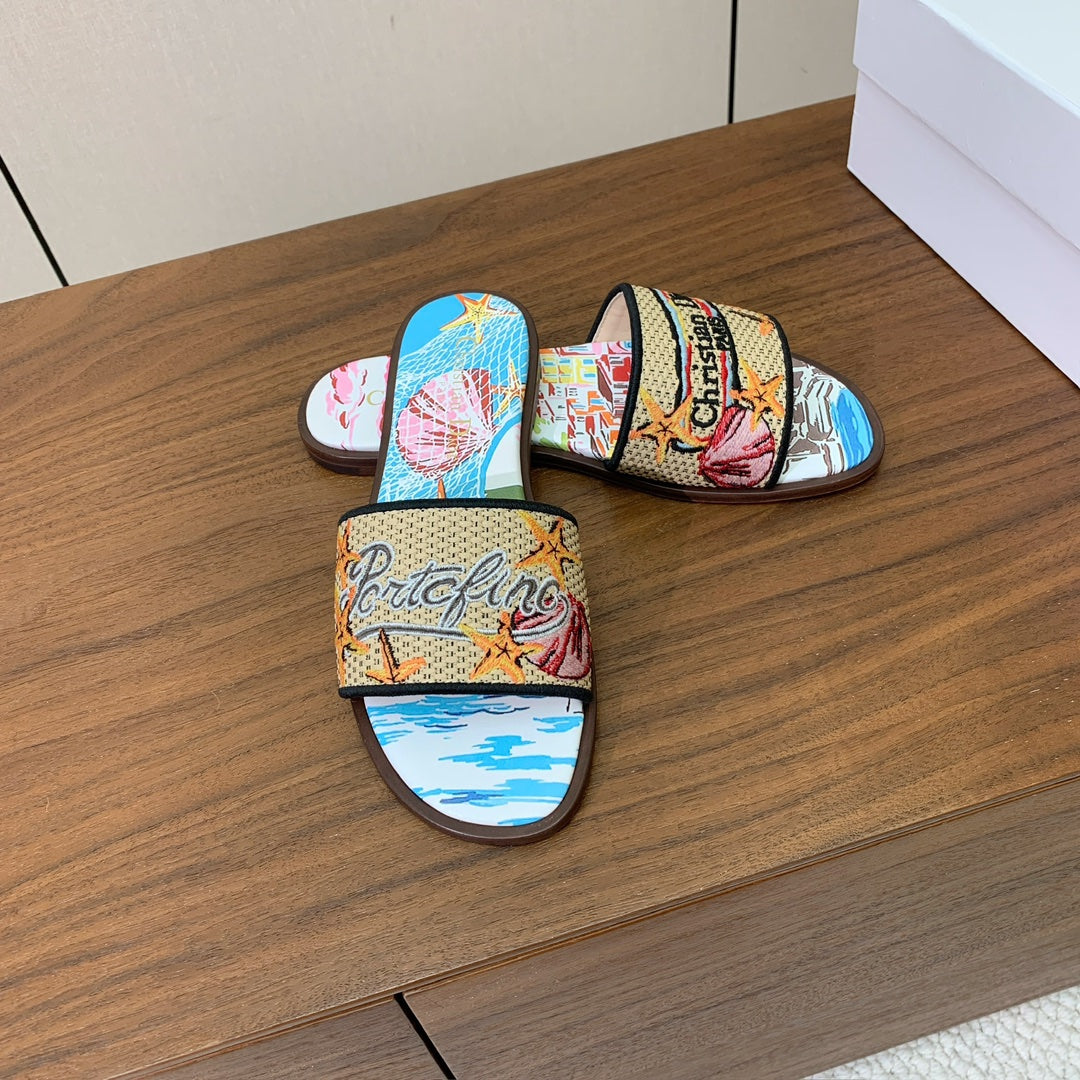 DIOR 25S DWAY SLIDE IN MULTICOLOR CALFSKIN AND FABRIC STYLE 2 - 34