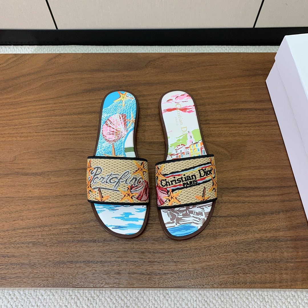 DIOR 25S DWAY SLIDE IN MULTICOLOR CALFSKIN AND FABRIC STYLE 2 - 34