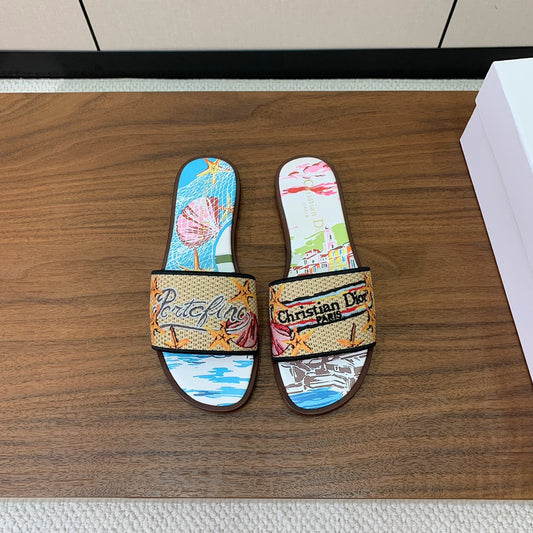 DIOR 25S DWAY SLIDE IN MULTICOLOR CALFSKIN AND FABRIC STYLE 2 - 34
