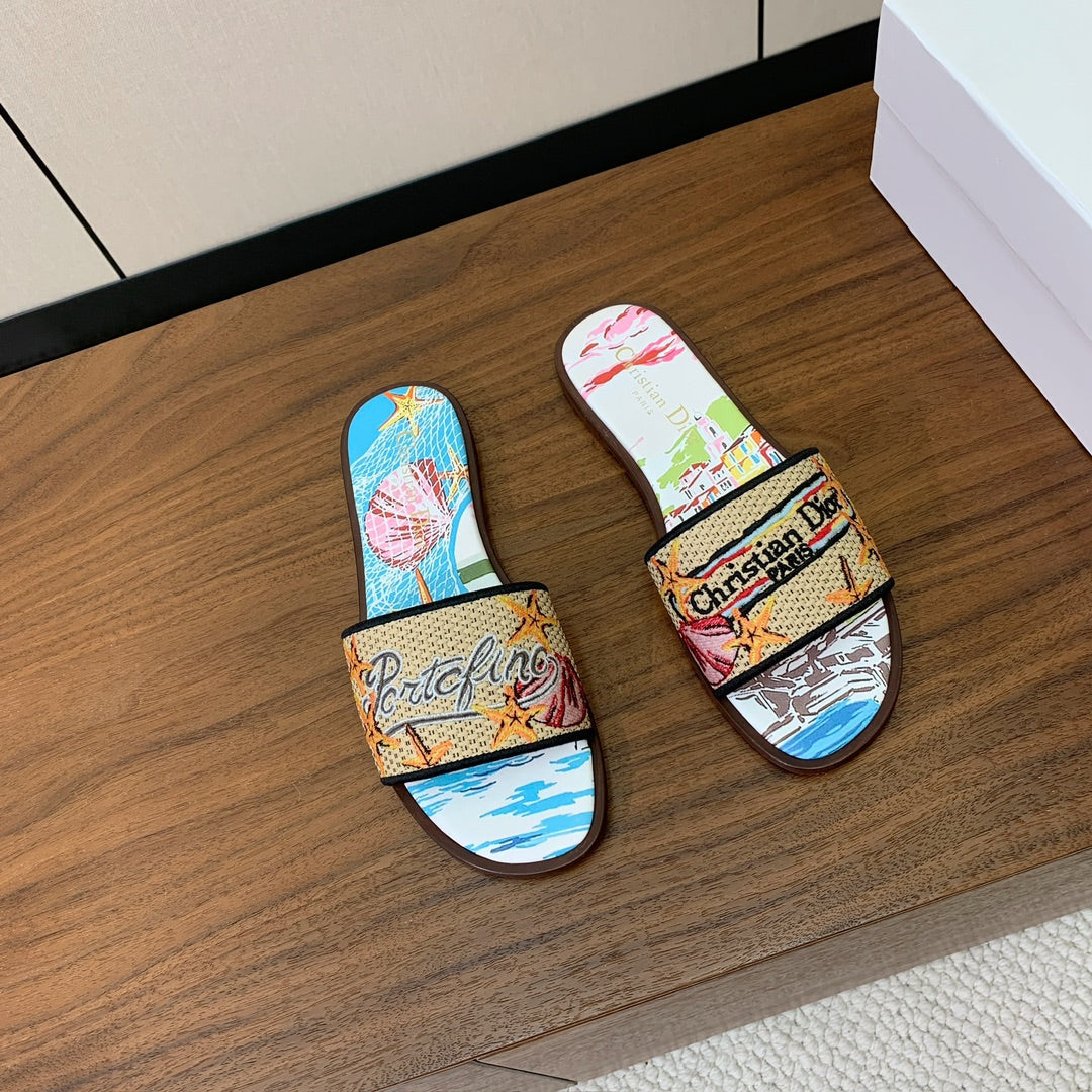 DIOR 25S DWAY SLIDE IN MULTICOLOR CALFSKIN AND FABRIC STYLE 2 - 34