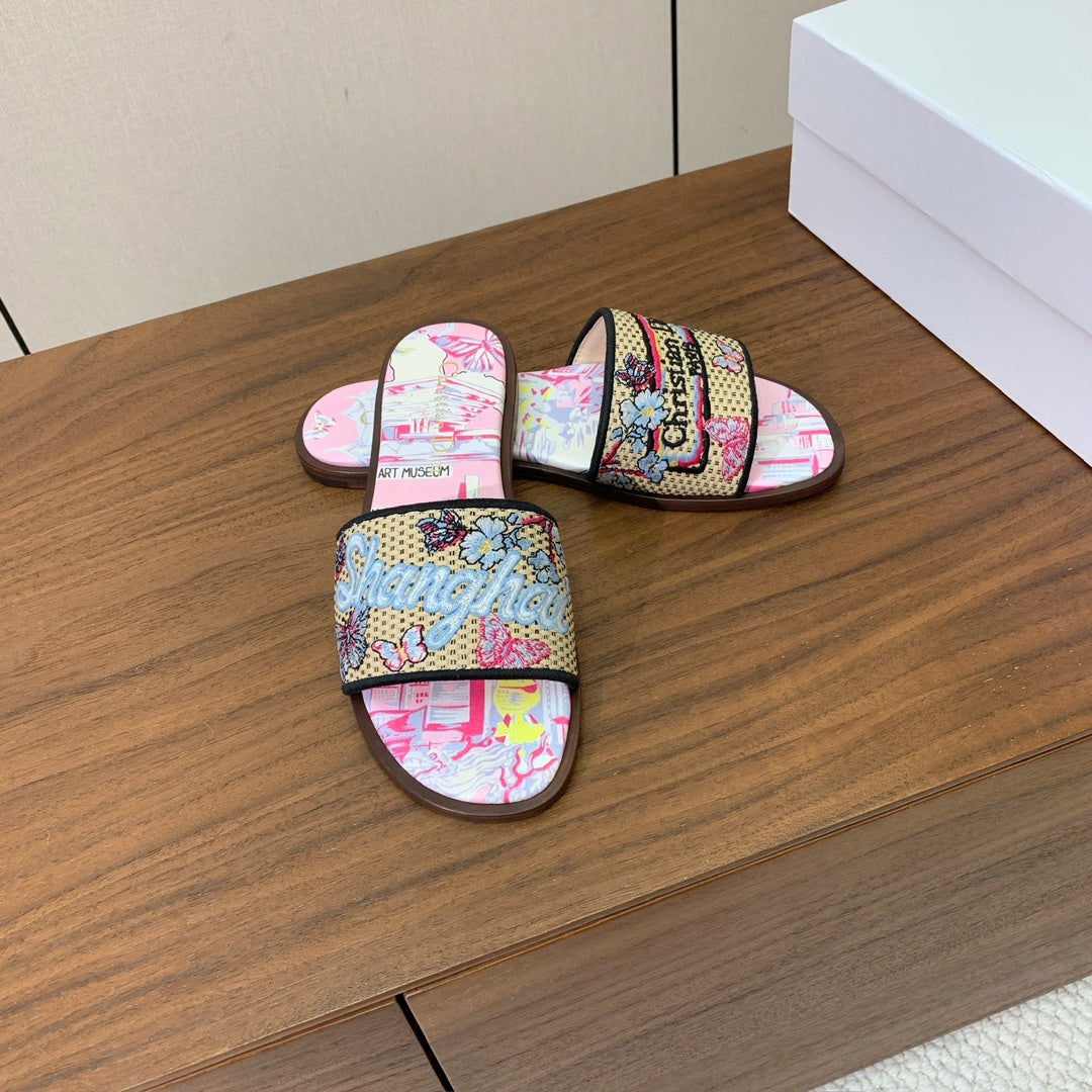 DIOR 25S DWAY SLIDE IN MULTICOLOR CALFSKIN AND FABRIC STYLE 1 - 34