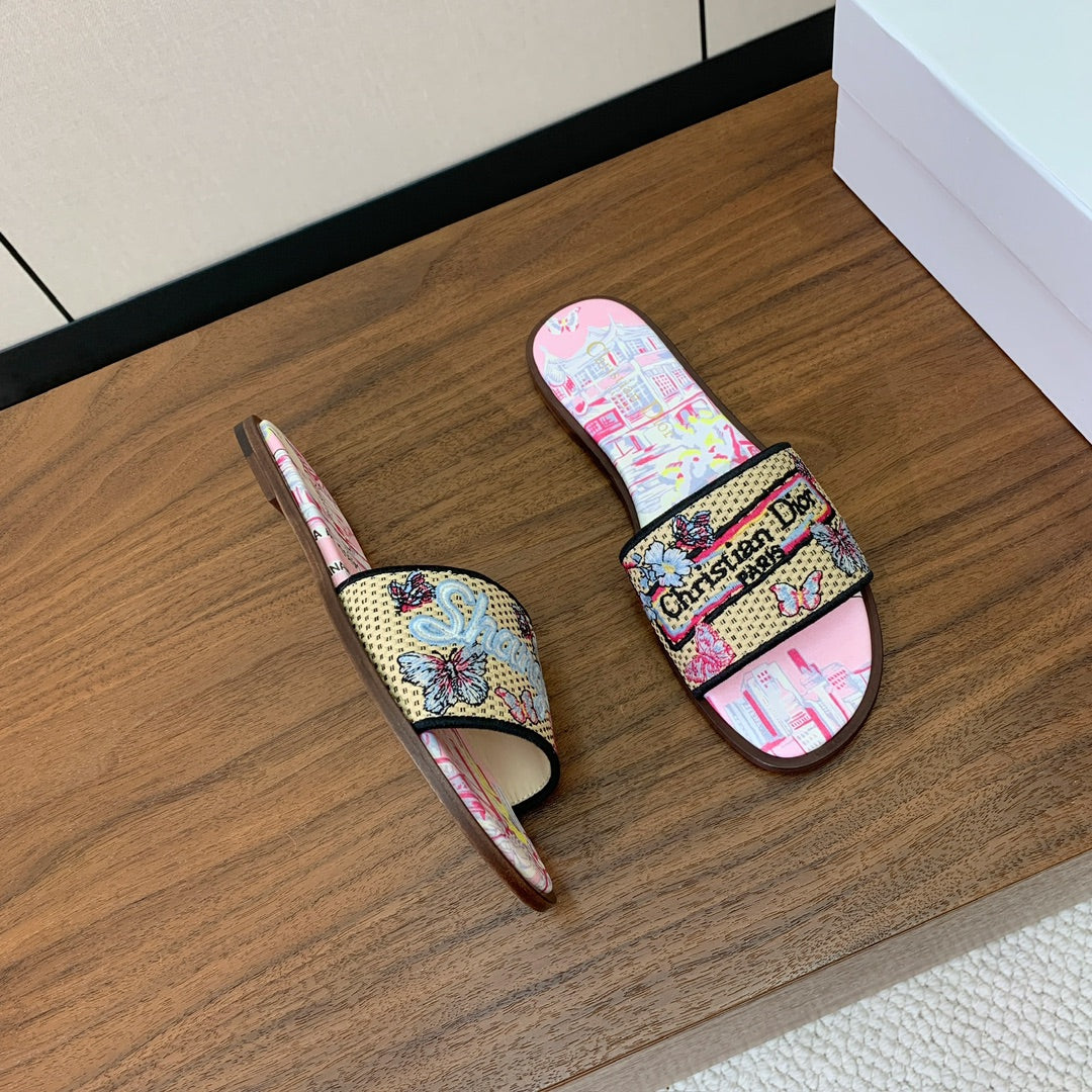 DIOR 25S DWAY SLIDE IN MULTICOLOR CALFSKIN AND FABRIC STYLE 1 - 34