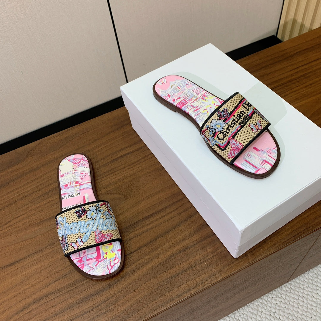 DIOR 25S DWAY SLIDE IN MULTICOLOR CALFSKIN AND FABRIC STYLE 1 - 34