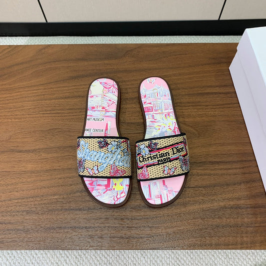 DIOR 25S DWAY SLIDE IN MULTICOLOR CALFSKIN AND FABRIC STYLE 1 - 34