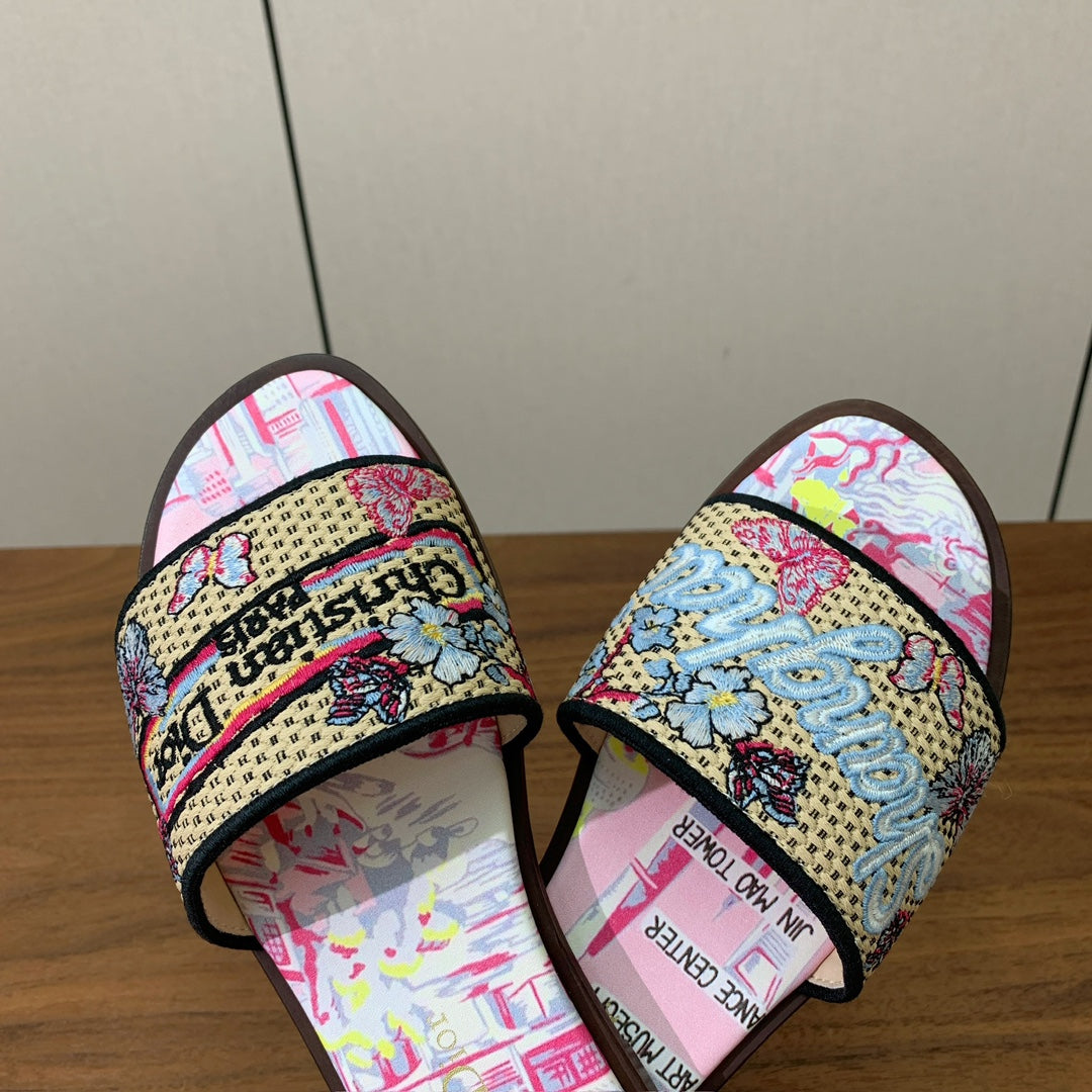 DIOR 25S DWAY SLIDE IN MULTICOLOR CALFSKIN AND FABRIC STYLE 1 - 34