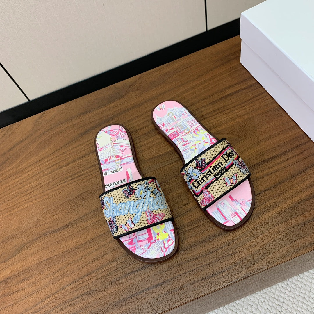 DIOR 25S DWAY SLIDE IN MULTICOLOR CALFSKIN AND FABRIC STYLE 1 - 34