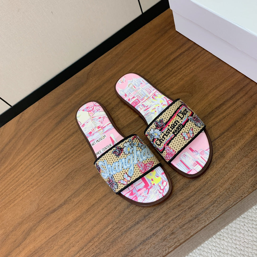 DIOR 25S DWAY SLIDE IN MULTICOLOR CALFSKIN AND FABRIC STYLE 1 - 34