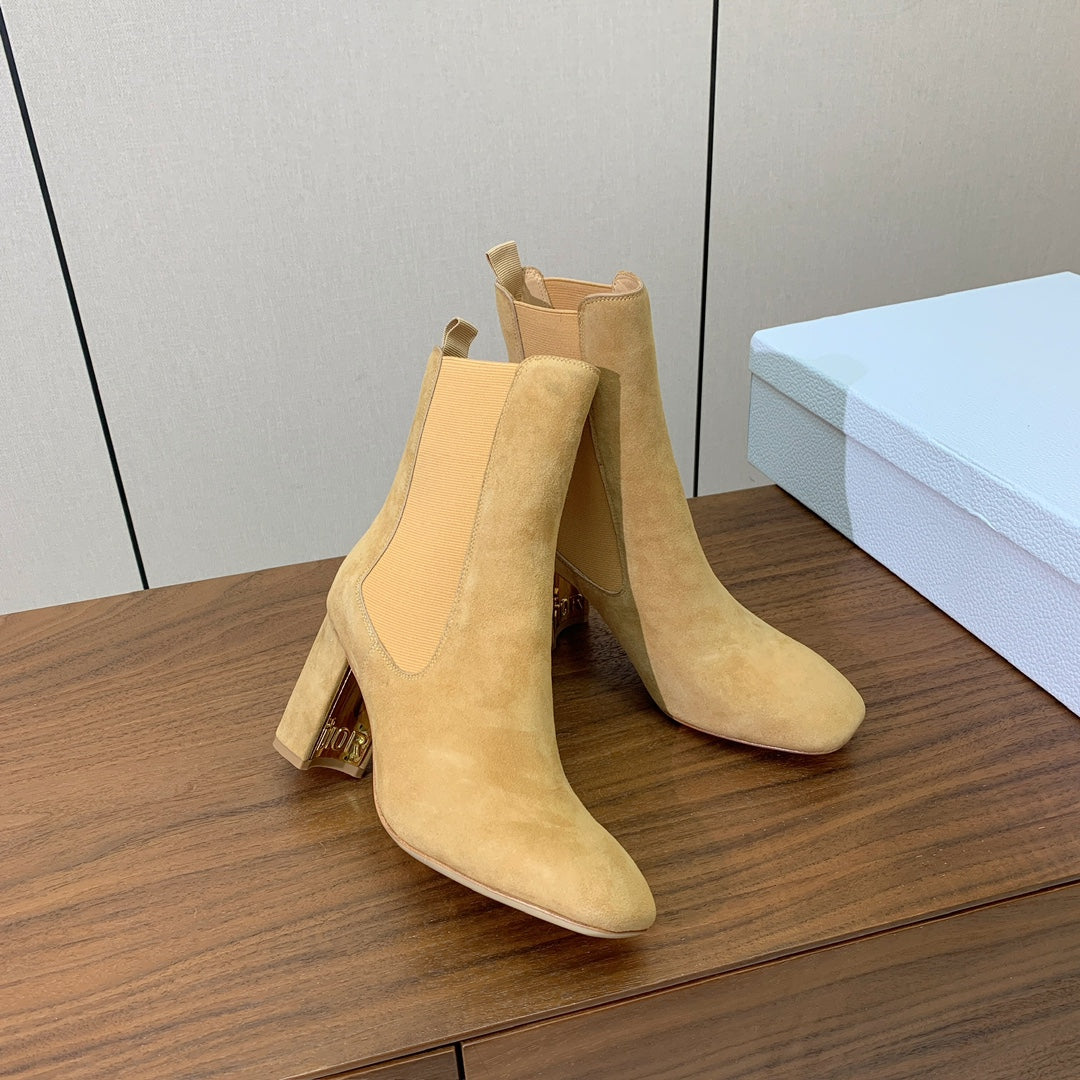DIOR 25S ANKLE BOOTS 80 MM IN BEIGE SUEDE - 35