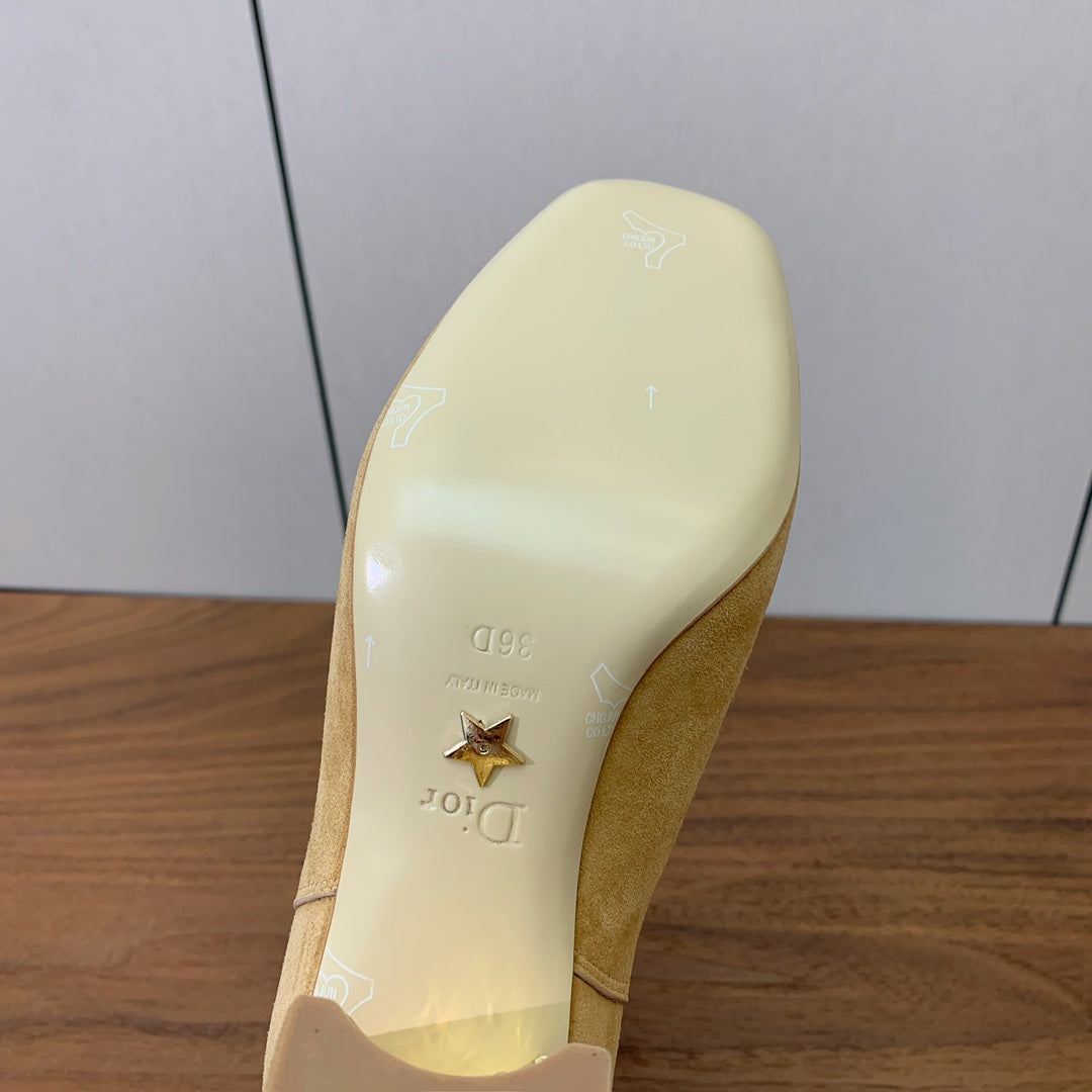 DIOR 25S ANKLE BOOTS 80 MM IN BEIGE SUEDE - 35
