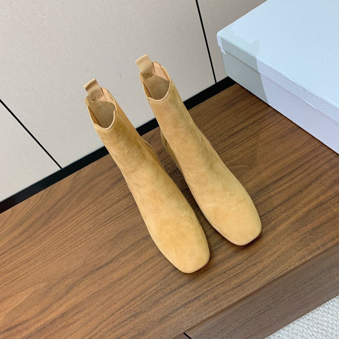 DIOR 25S ANKLE BOOTS 80 MM IN BEIGE SUEDE - 35