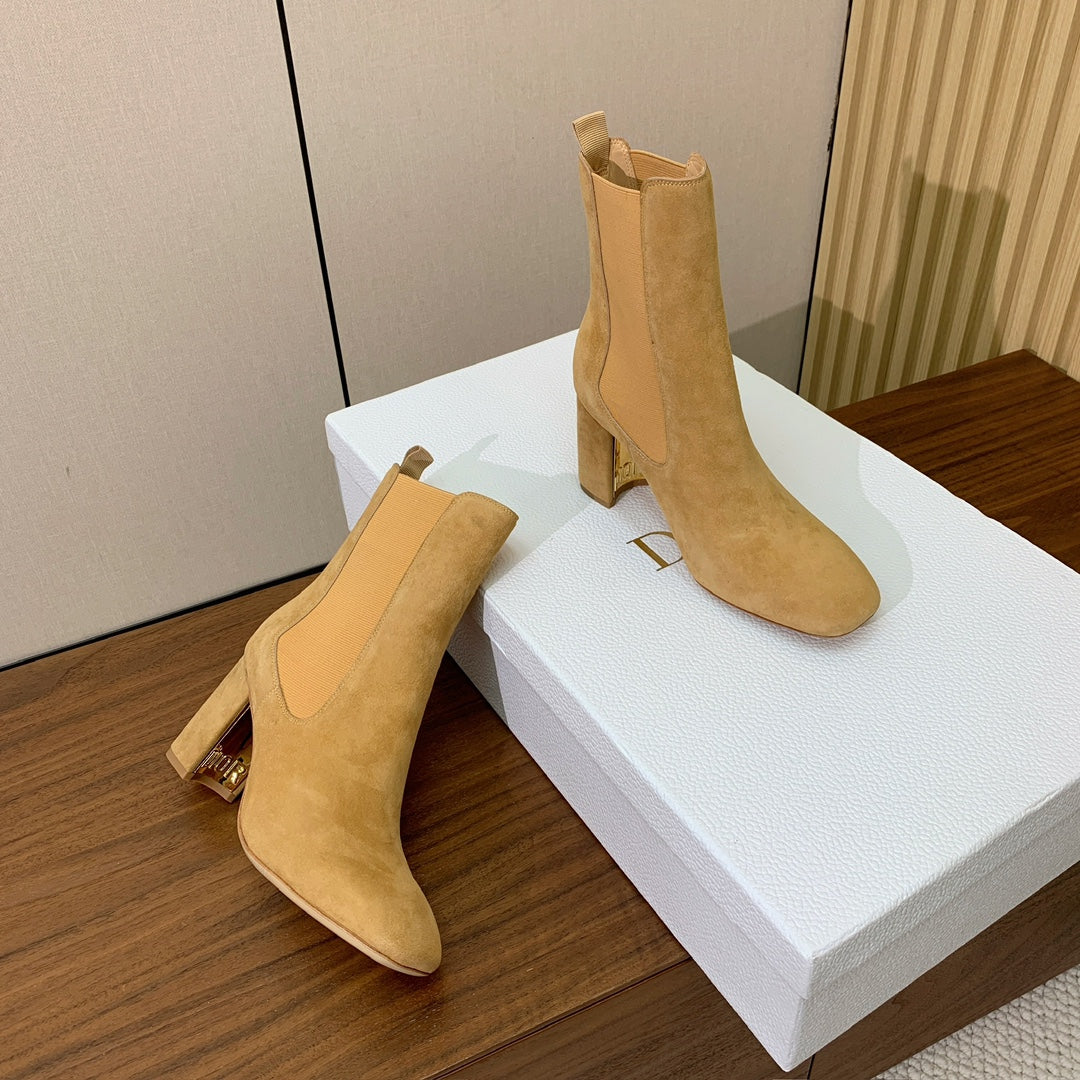 DIOR 25S ANKLE BOOTS 80 MM IN BEIGE SUEDE - 35