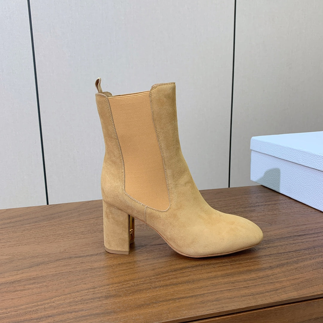 DIOR 25S ANKLE BOOTS 80 MM IN BEIGE SUEDE - 35