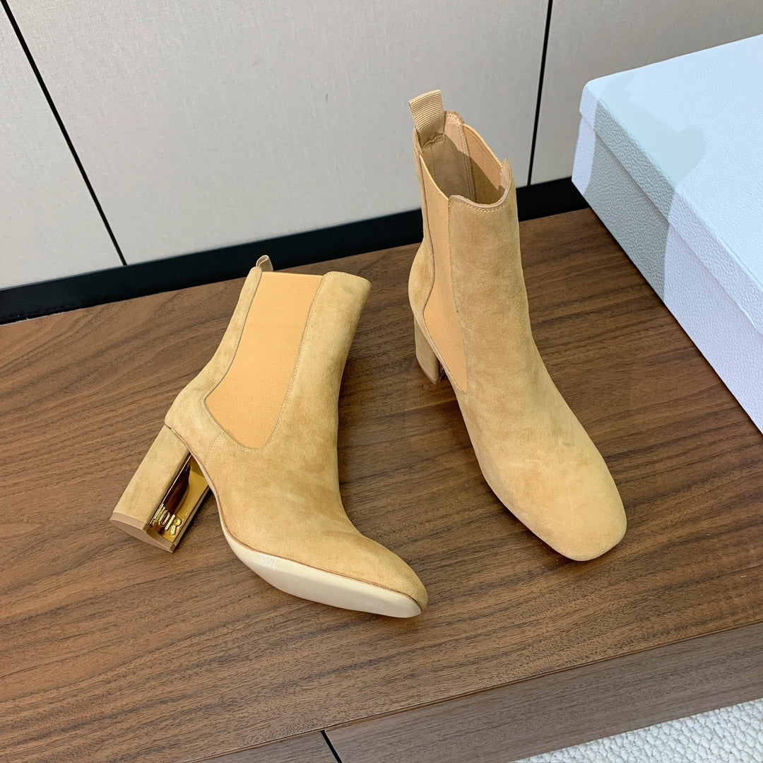 DIOR 25S ANKLE BOOTS 80 MM IN BEIGE SUEDE - 35