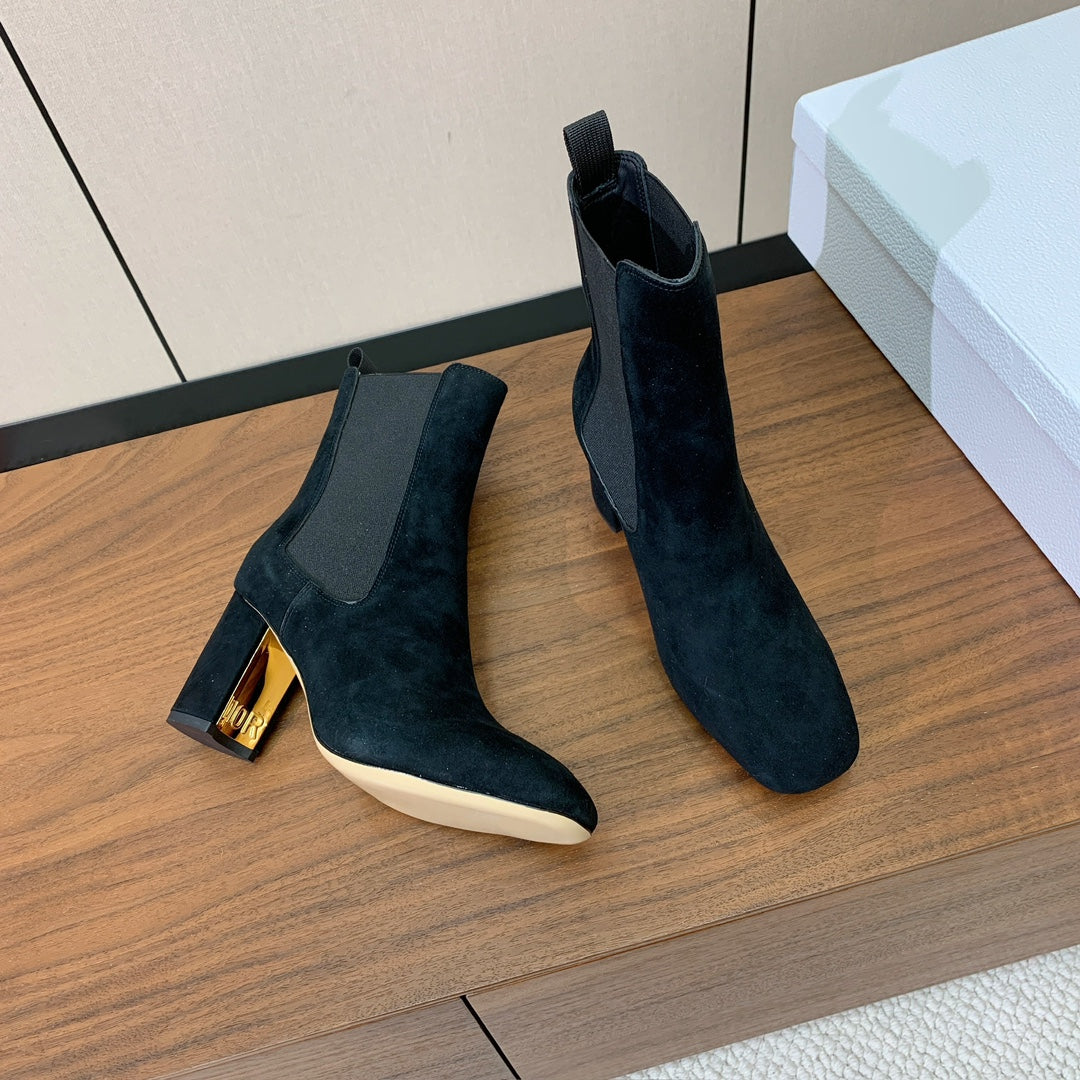 DIOR 25S ANKLE BOOTS 80 MM IN BLACK SUEDE - 35