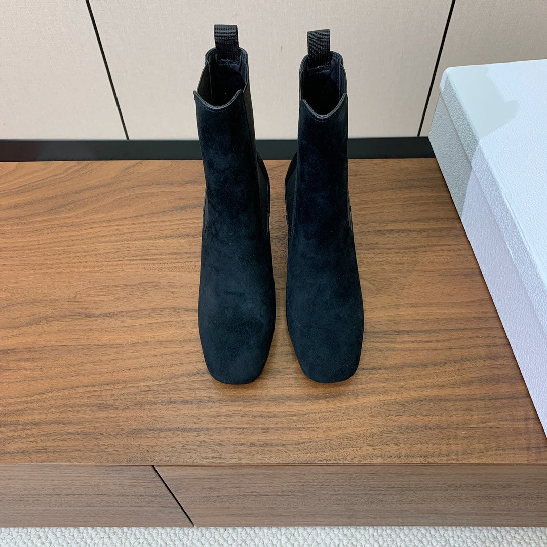 DIOR 25S ANKLE BOOTS 80 MM IN BLACK SUEDE - 35