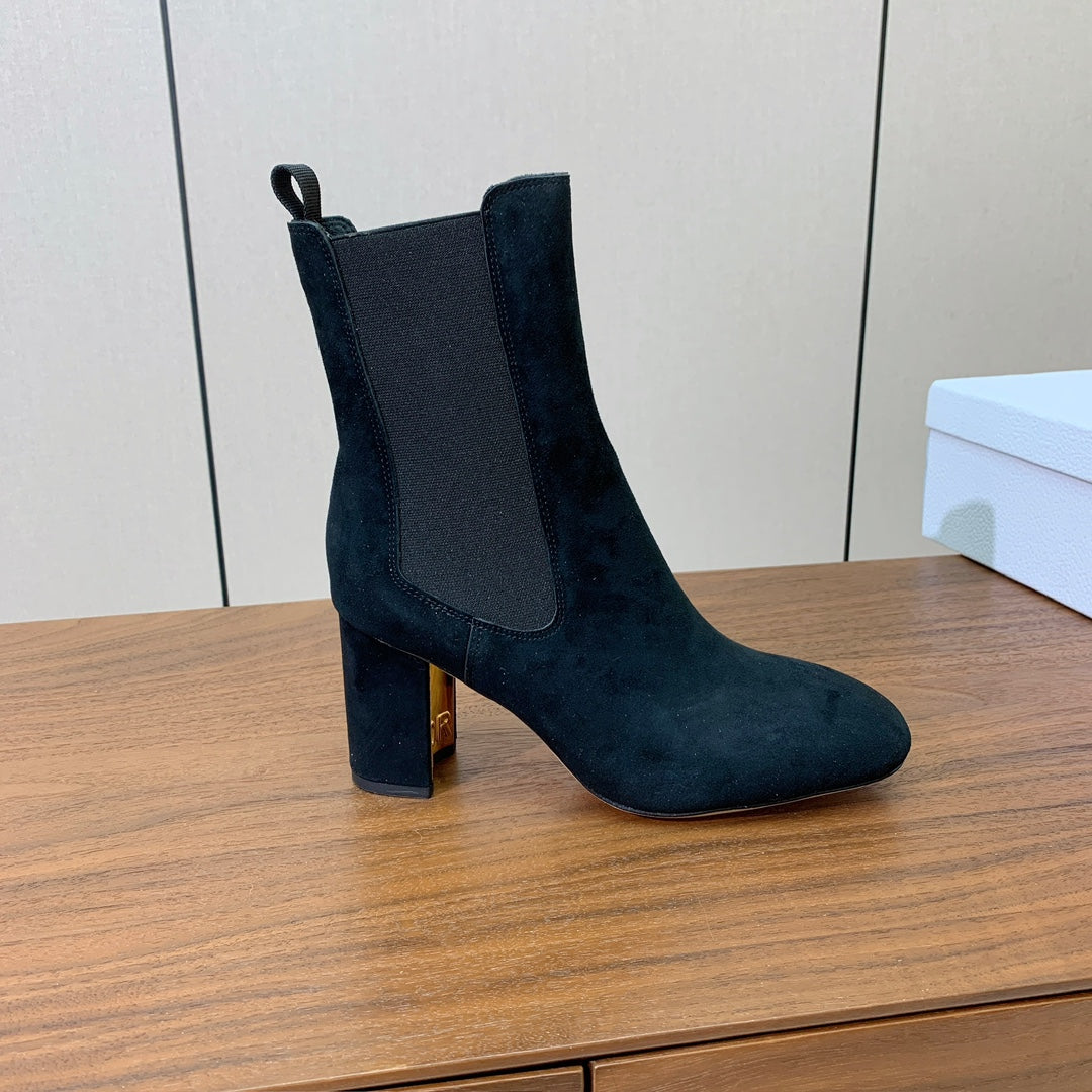 DIOR 25S ANKLE BOOTS 80 MM IN BLACK SUEDE - 35