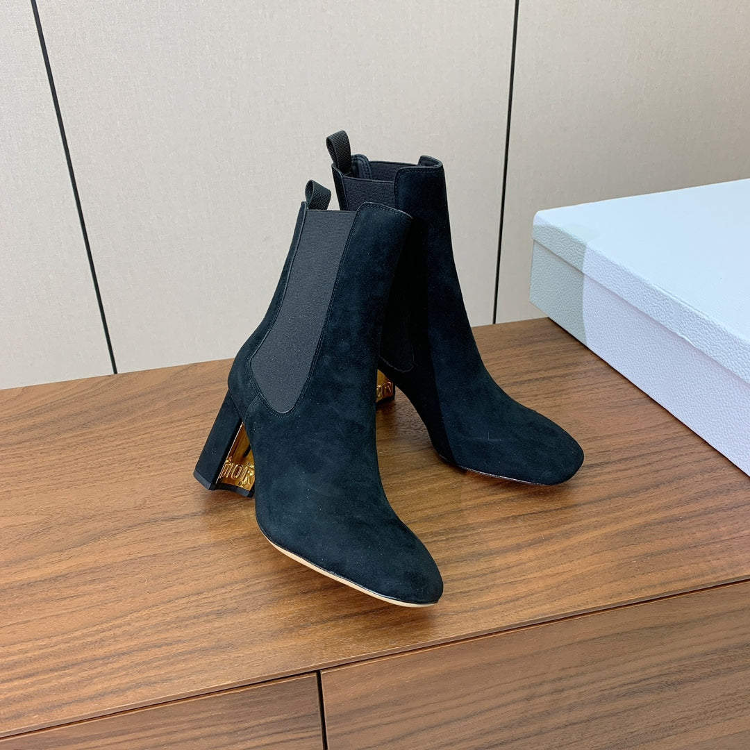 DIOR 25S ANKLE BOOTS 80 MM IN BLACK SUEDE - 35