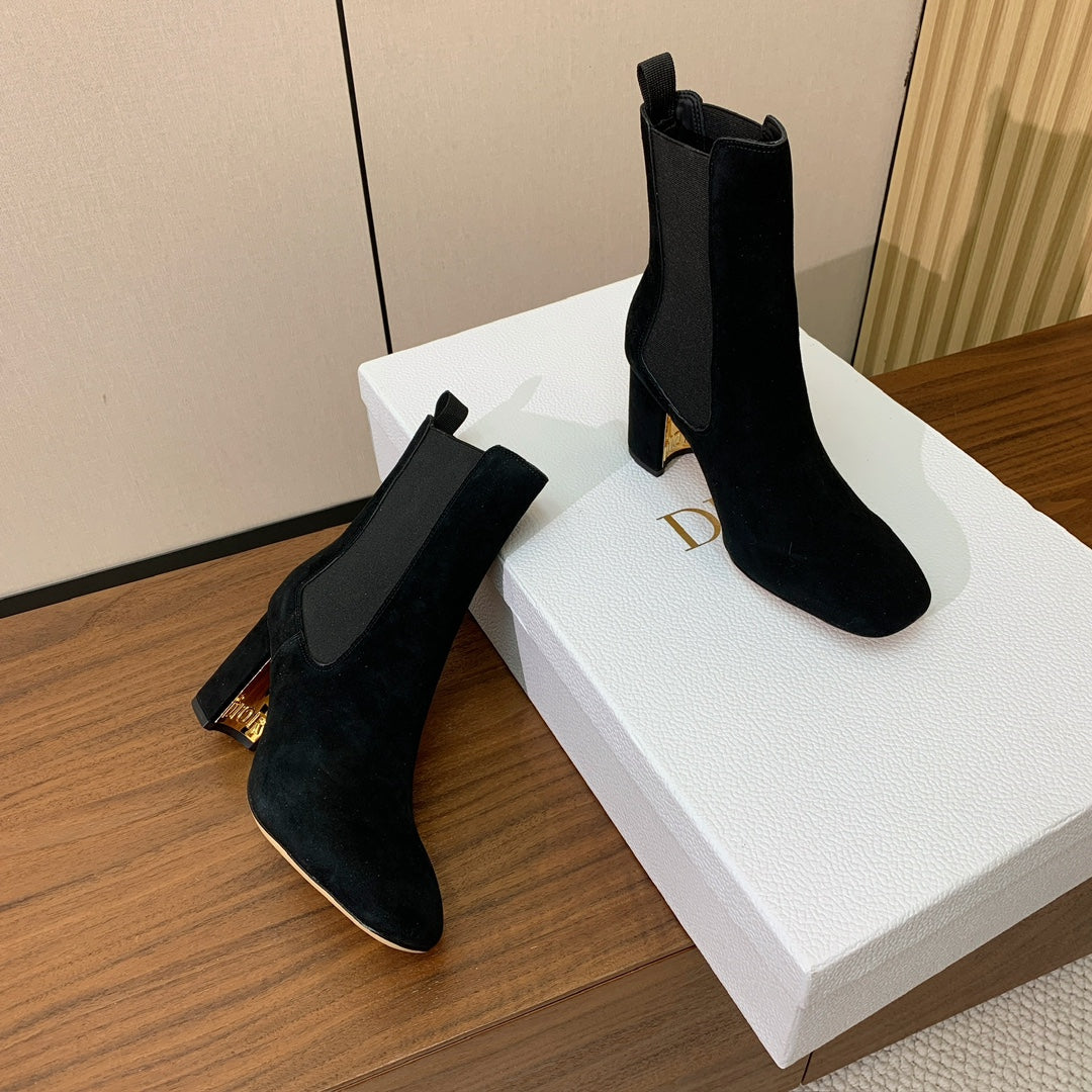 DIOR 25S ANKLE BOOTS 80 MM IN BLACK SUEDE - 35