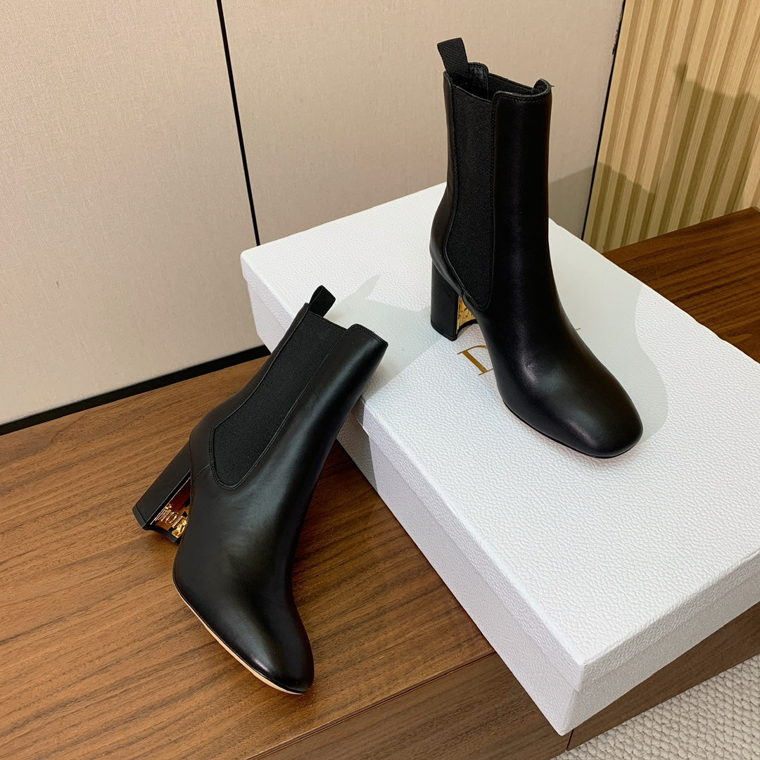 DIOR 25S ANKLE BOOTS 80 MM IN BLACK CALFSKIN - 35