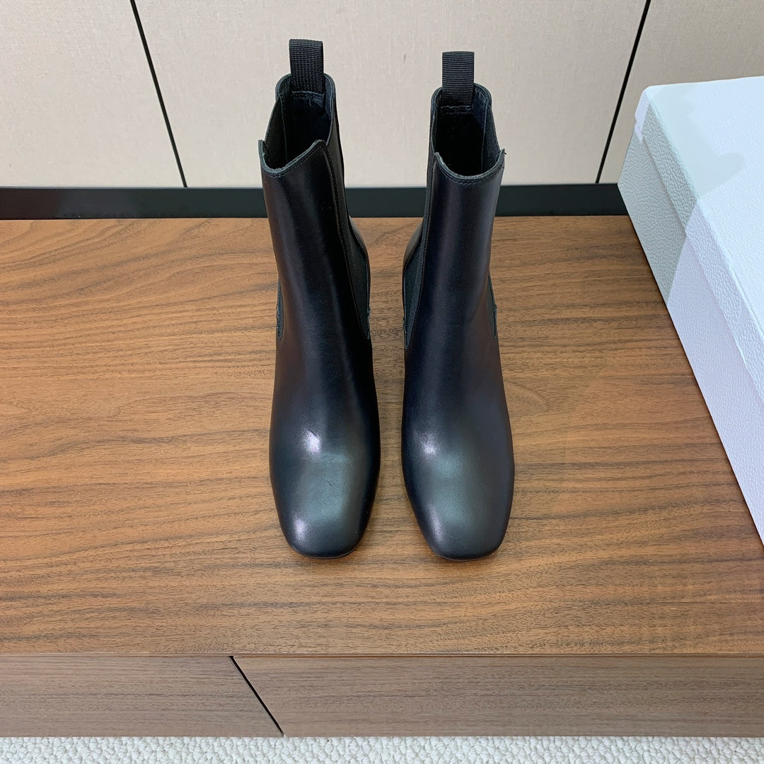 DIOR 25S ANKLE BOOTS 80 MM IN BLACK CALFSKIN - 35