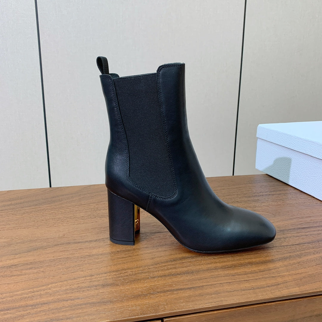 DIOR 25S ANKLE BOOTS 80 MM IN BLACK CALFSKIN - 35