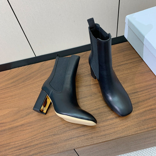 DIOR 25S ANKLE BOOTS 80 MM IN BLACK CALFSKIN - 35