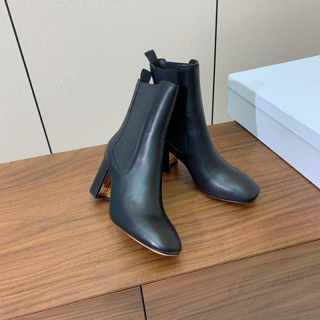 DIOR 25S ANKLE BOOTS 80 MM IN BLACK CALFSKIN - 35