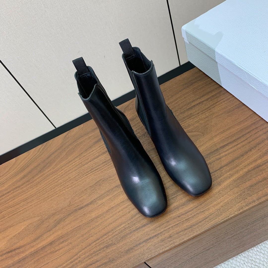 DIOR 25S ANKLE BOOTS 80 MM IN BLACK CALFSKIN - 35