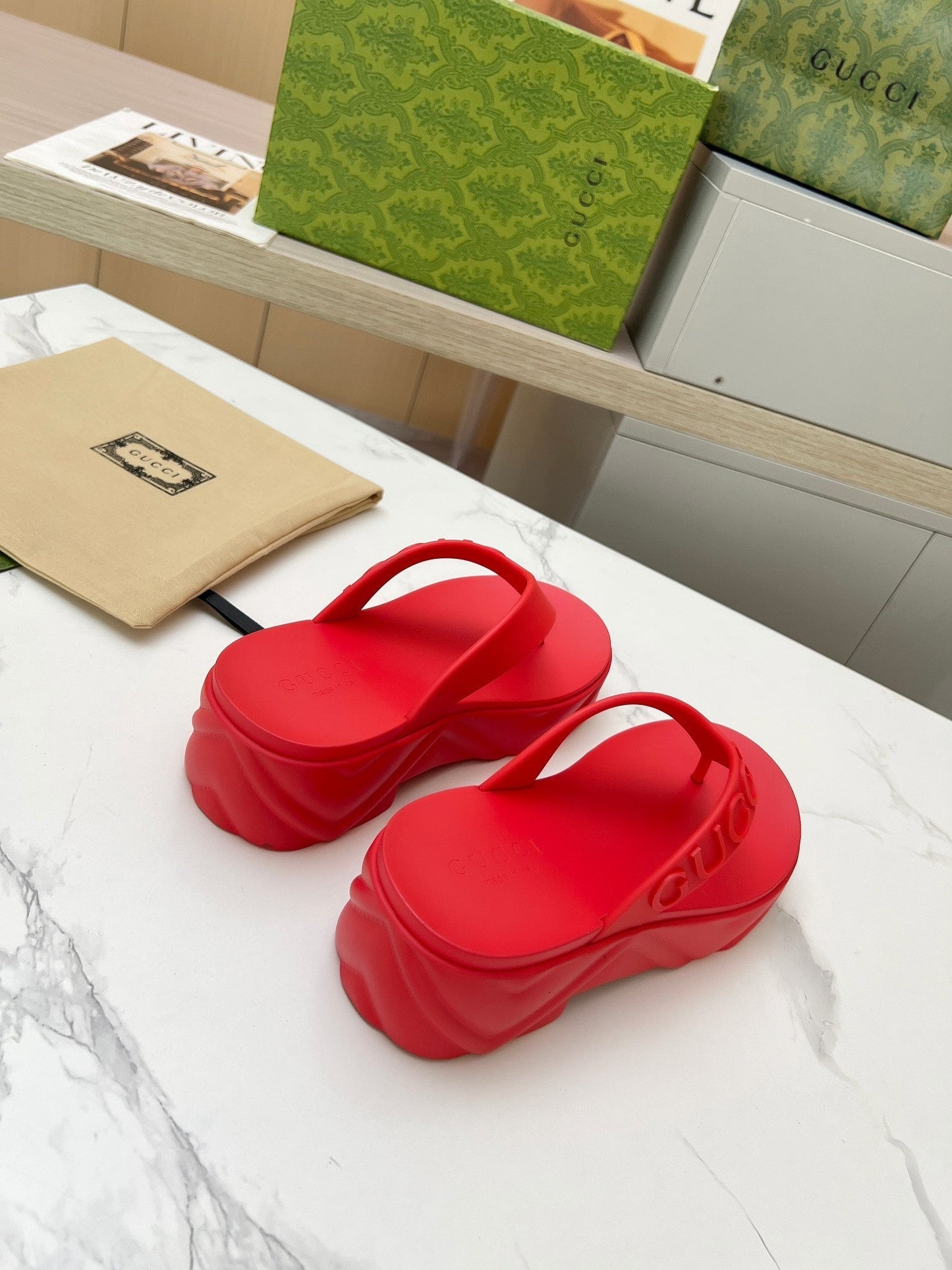 THONG PLATFORM IN RUBY RED IMPORTED TPU - 35