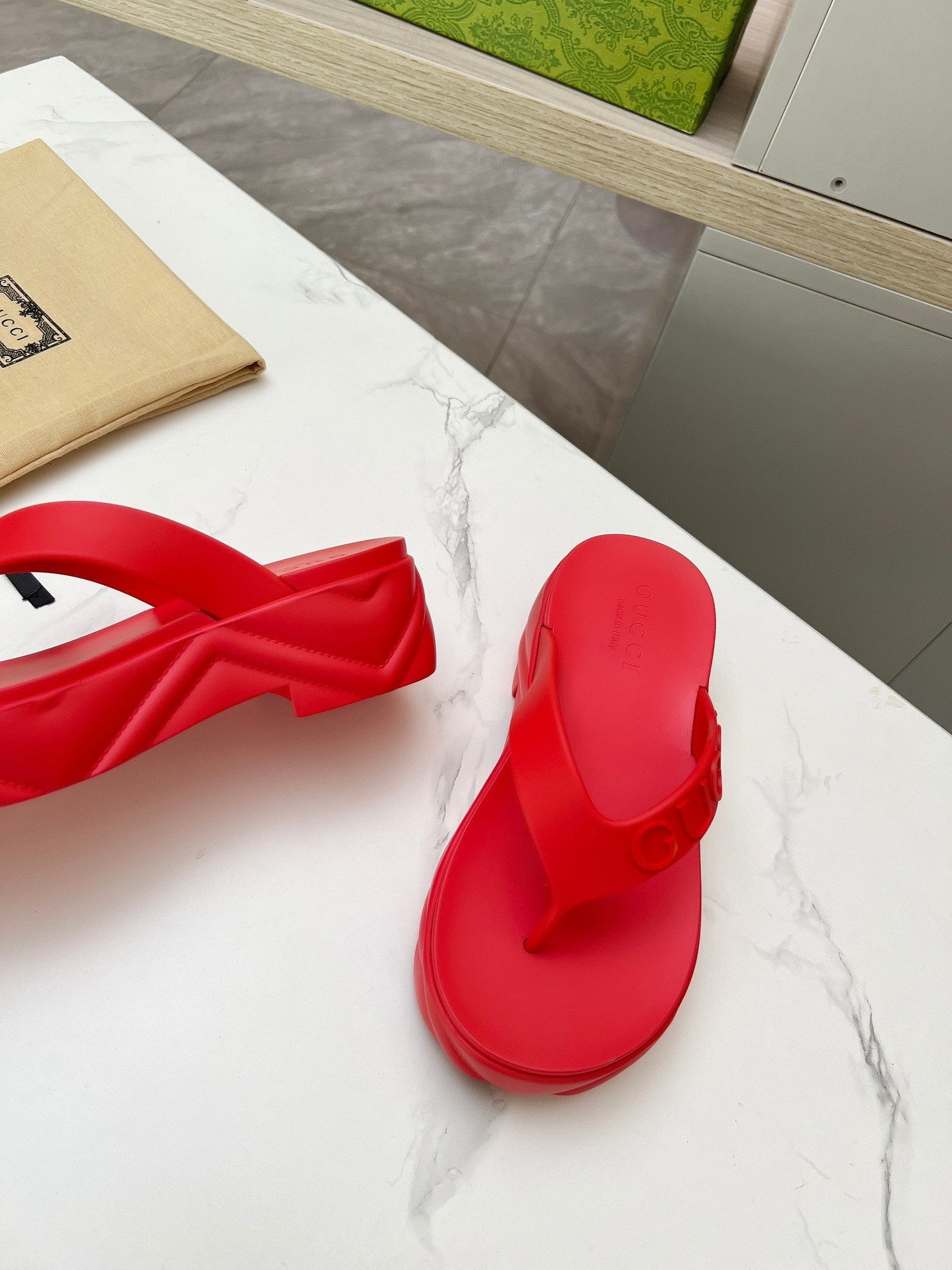 THONG PLATFORM IN RUBY RED IMPORTED TPU - 35