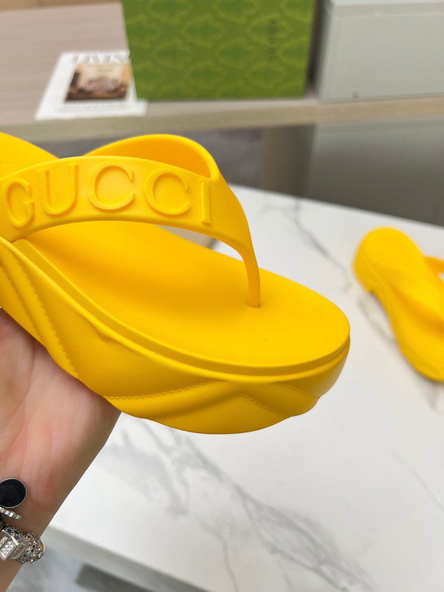 THONG PLATFORM IN BRIGHT YELLOW IMPORTED TPU - 35