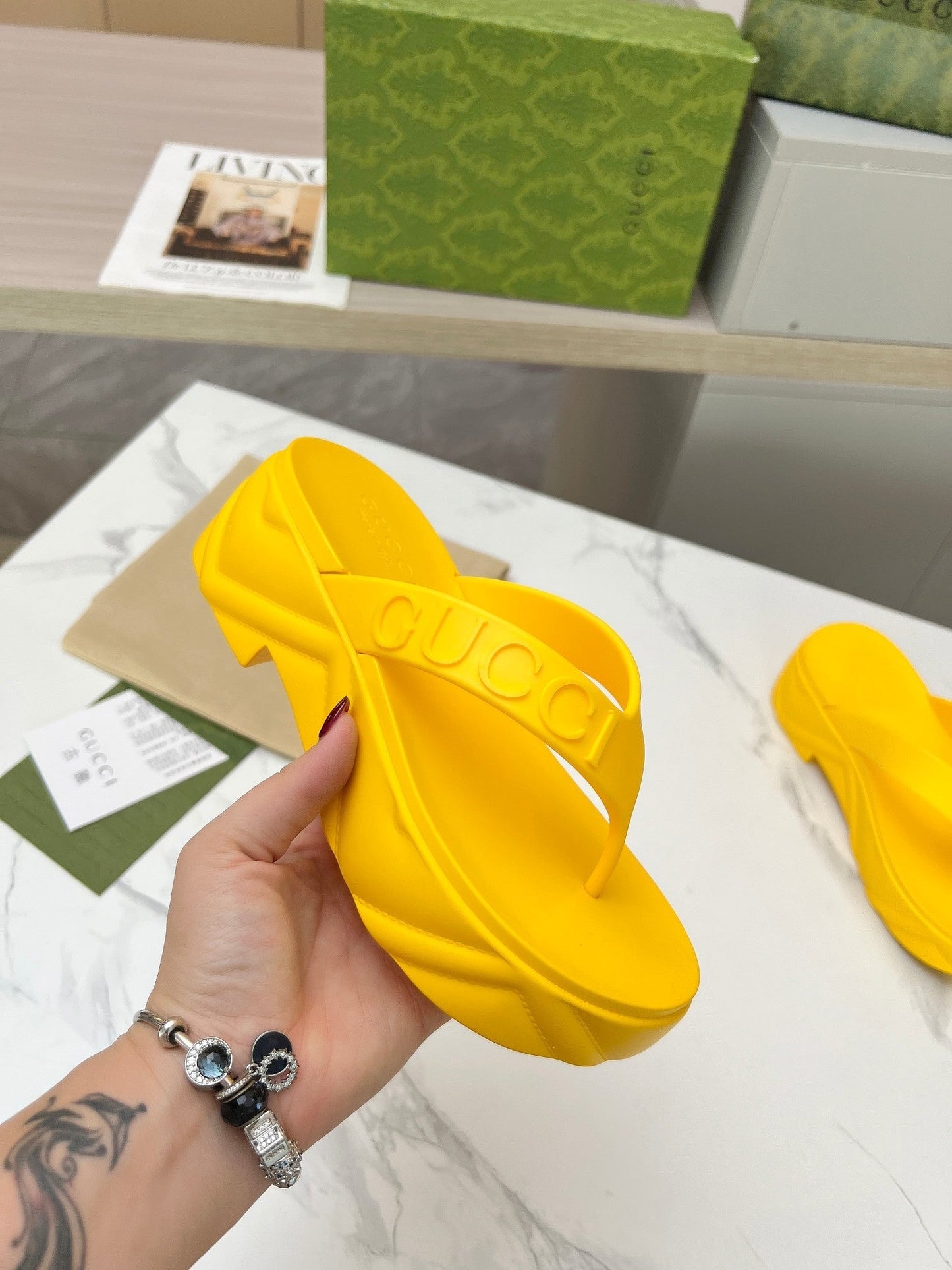 THONG PLATFORM IN BRIGHT YELLOW IMPORTED TPU - 35