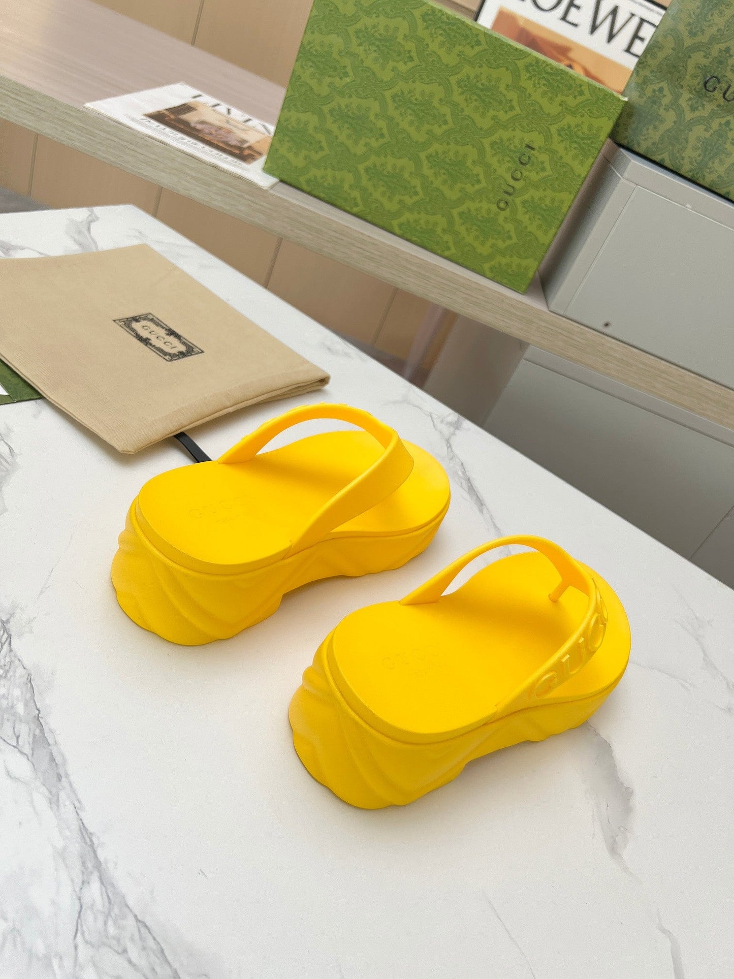 THONG PLATFORM IN BRIGHT YELLOW IMPORTED TPU - 35
