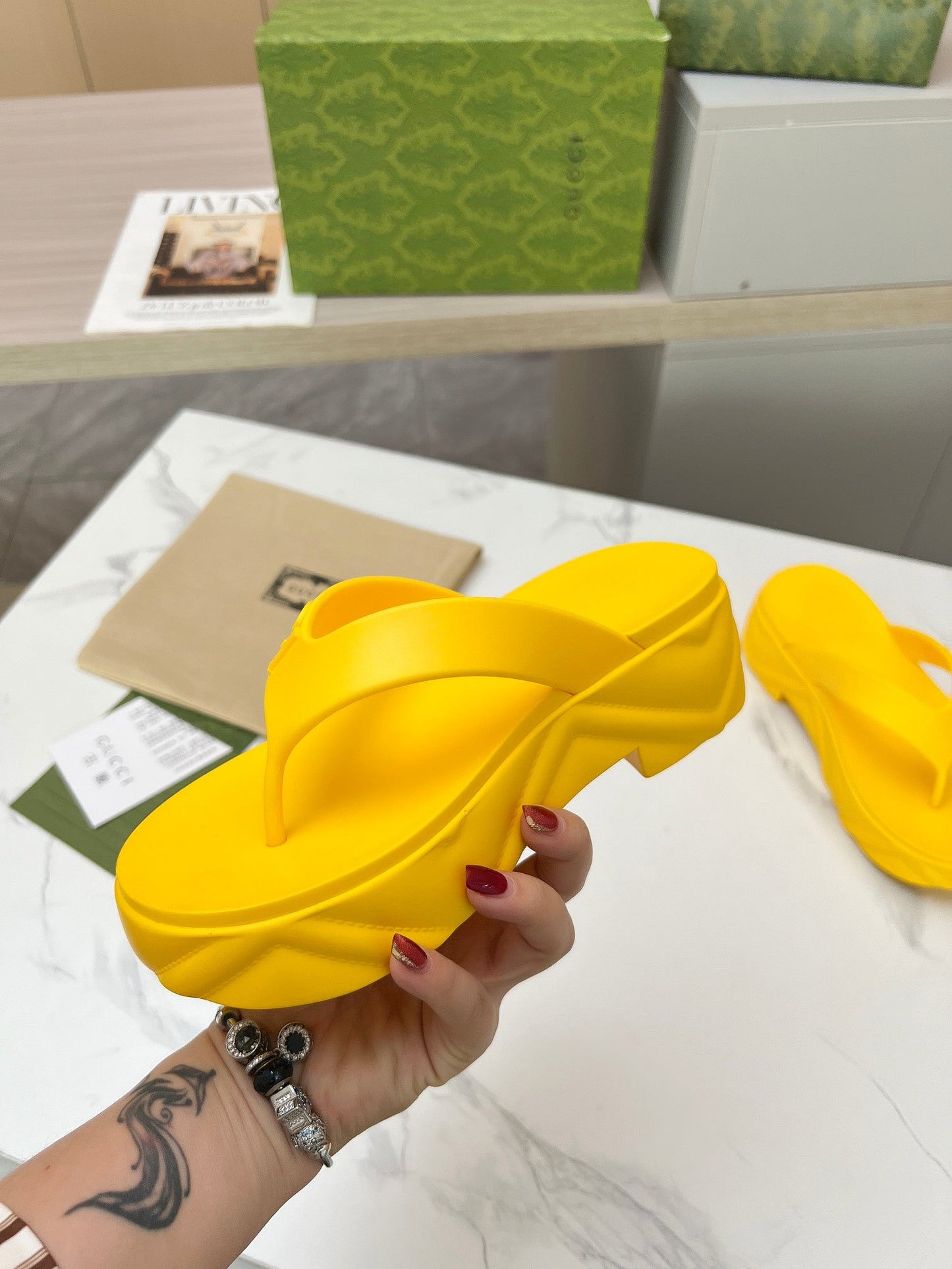 THONG PLATFORM IN BRIGHT YELLOW IMPORTED TPU - 35
