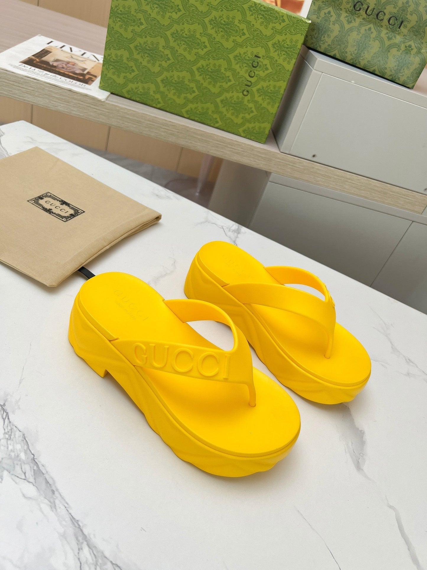 THONG PLATFORM IN BRIGHT YELLOW IMPORTED TPU - 35
