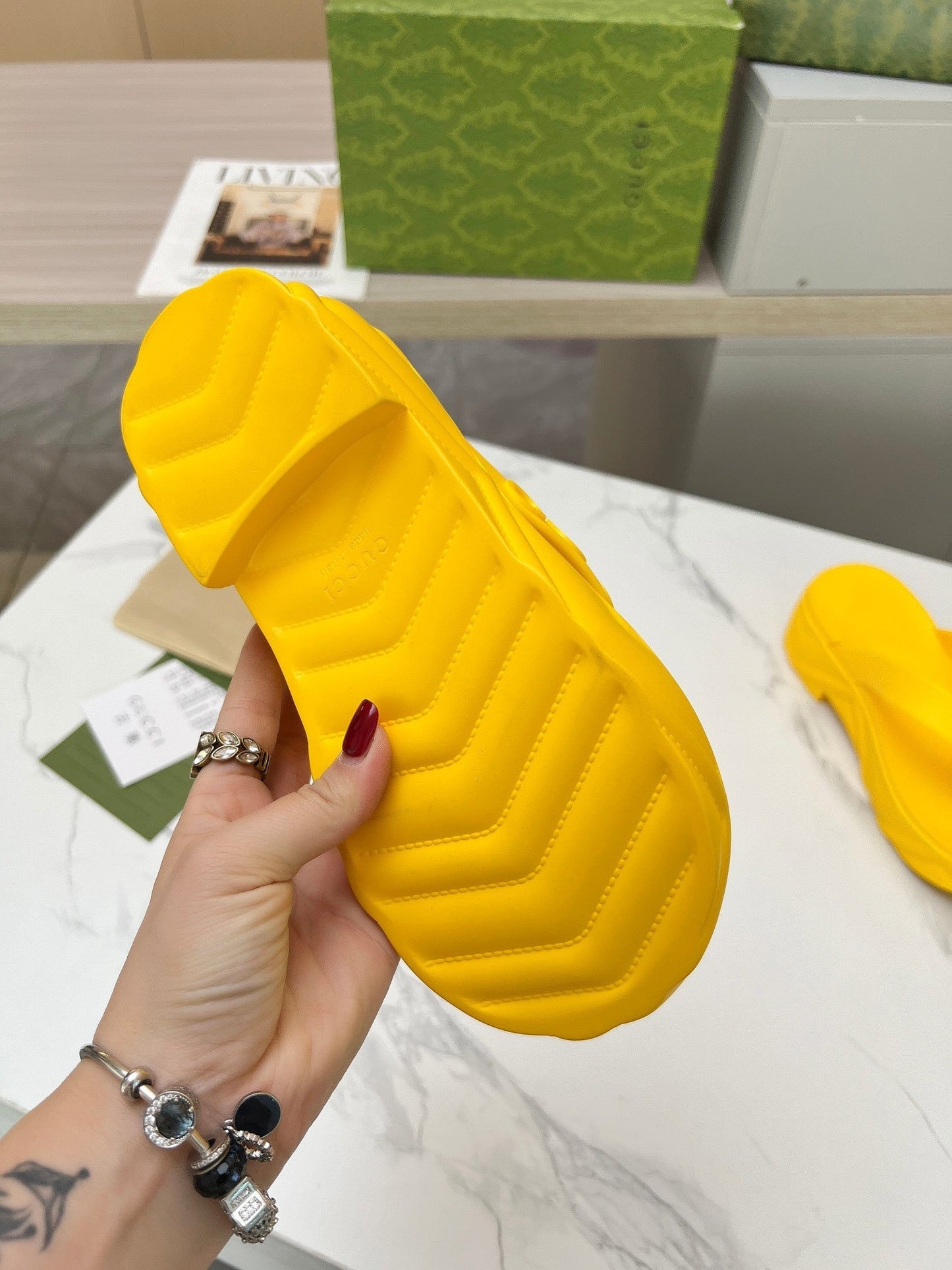 THONG PLATFORM IN BRIGHT YELLOW IMPORTED TPU - 35
