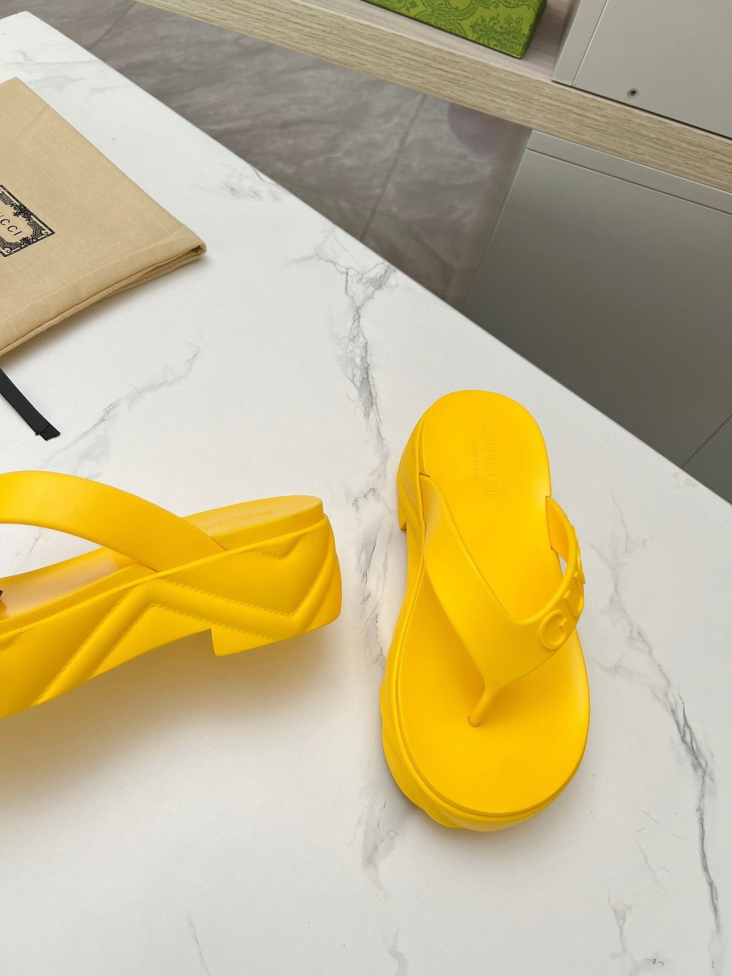 THONG PLATFORM IN BRIGHT YELLOW IMPORTED TPU - 35