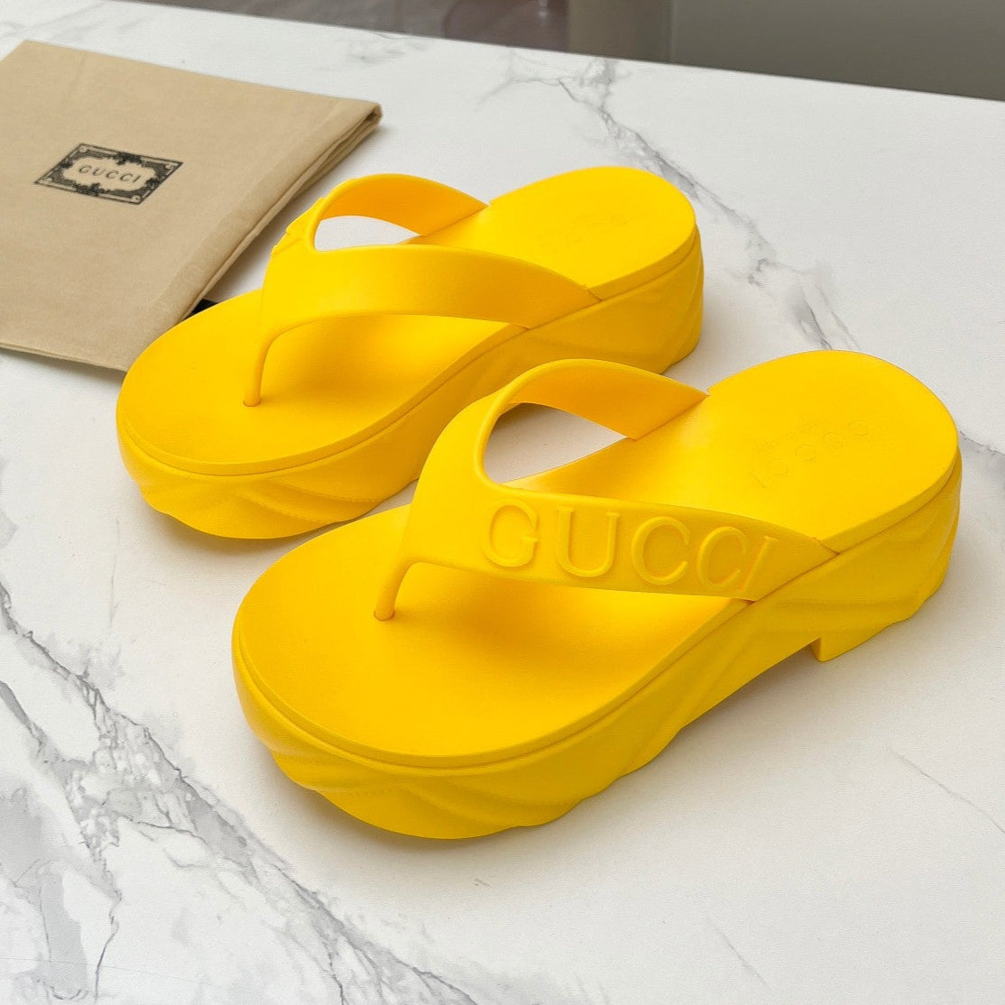 THONG PLATFORM IN BRIGHT YELLOW IMPORTED TPU - 35