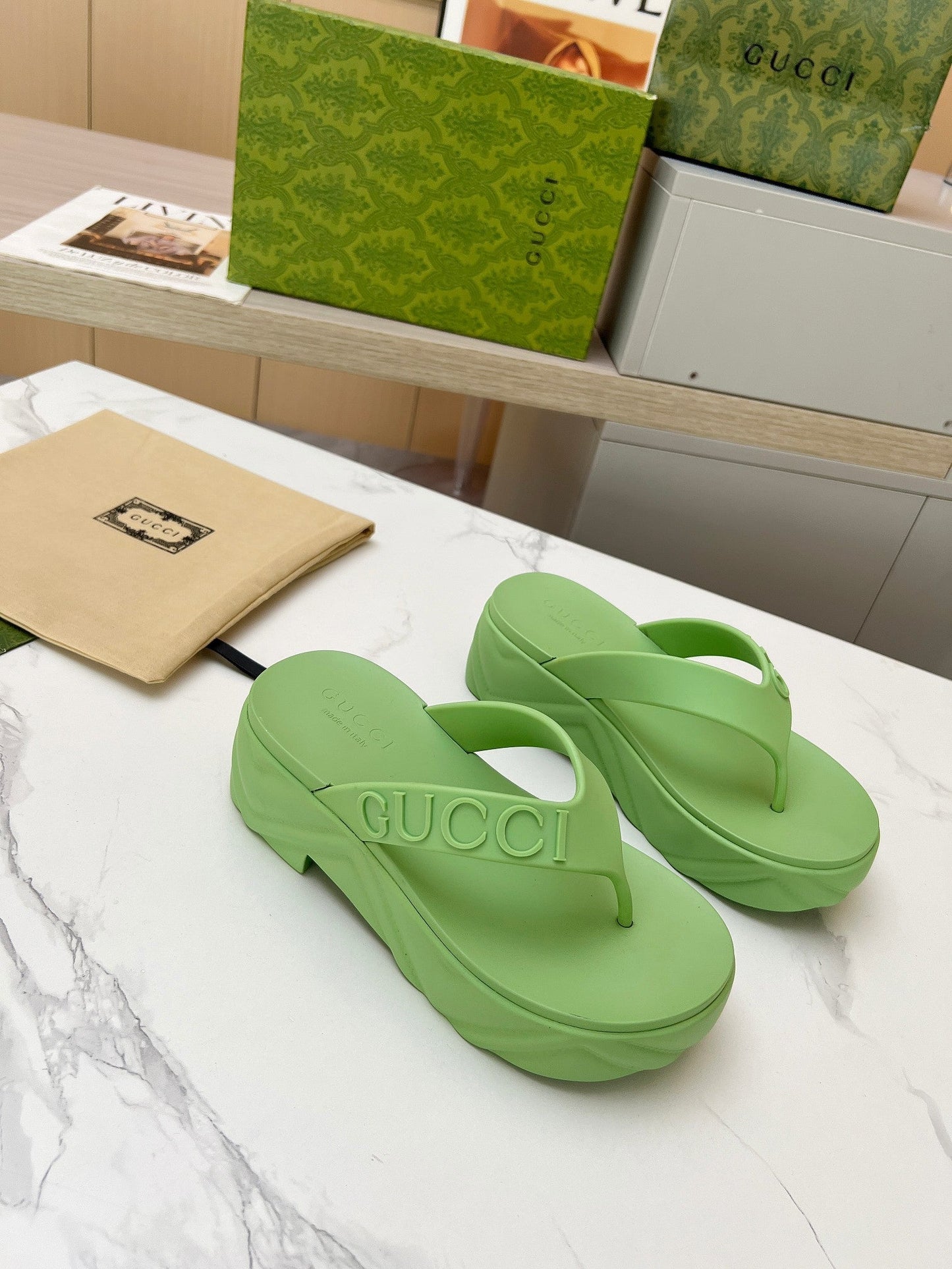 THONG PLATFORM IN PISTACHIO GREEN IMPORTED TPU - 35