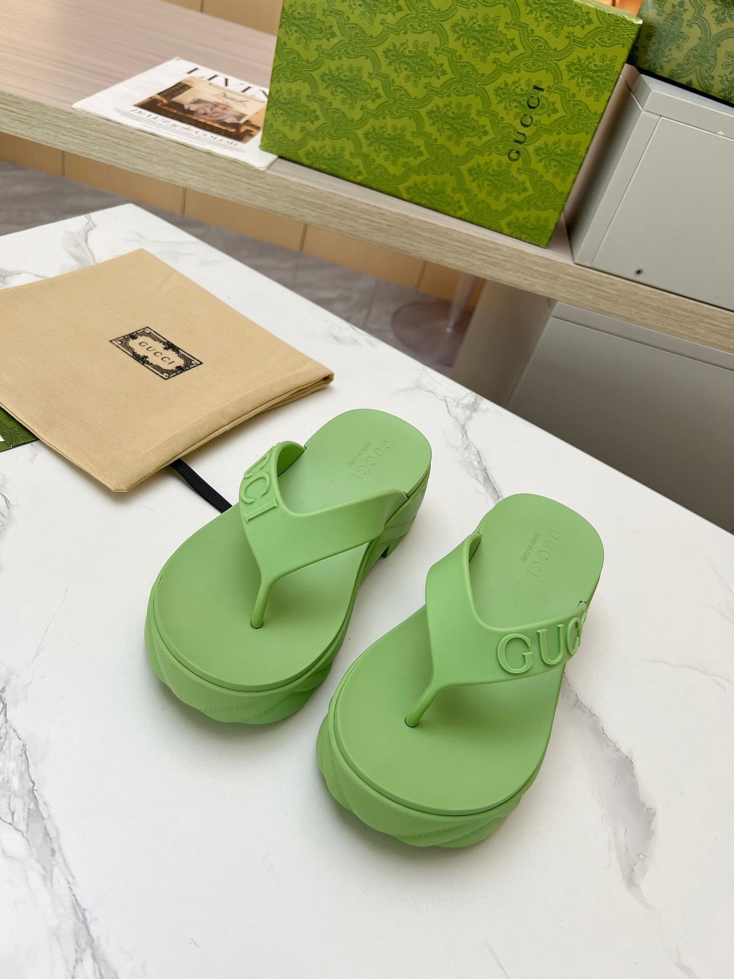 THONG PLATFORM IN PISTACHIO GREEN IMPORTED TPU - 35