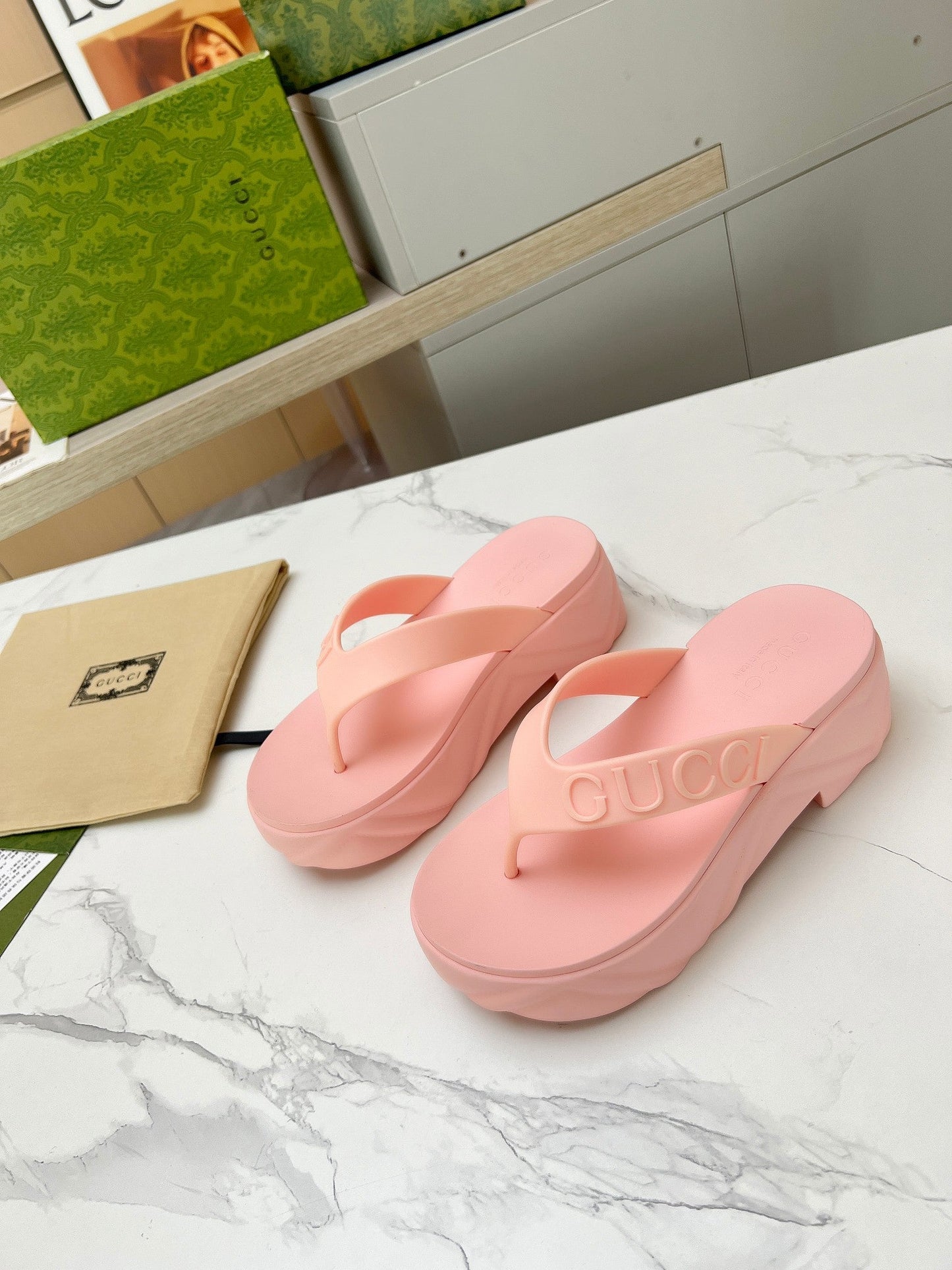 THONG PLATFORM IN LIGHT PINK IMPORTED TPU - 35
