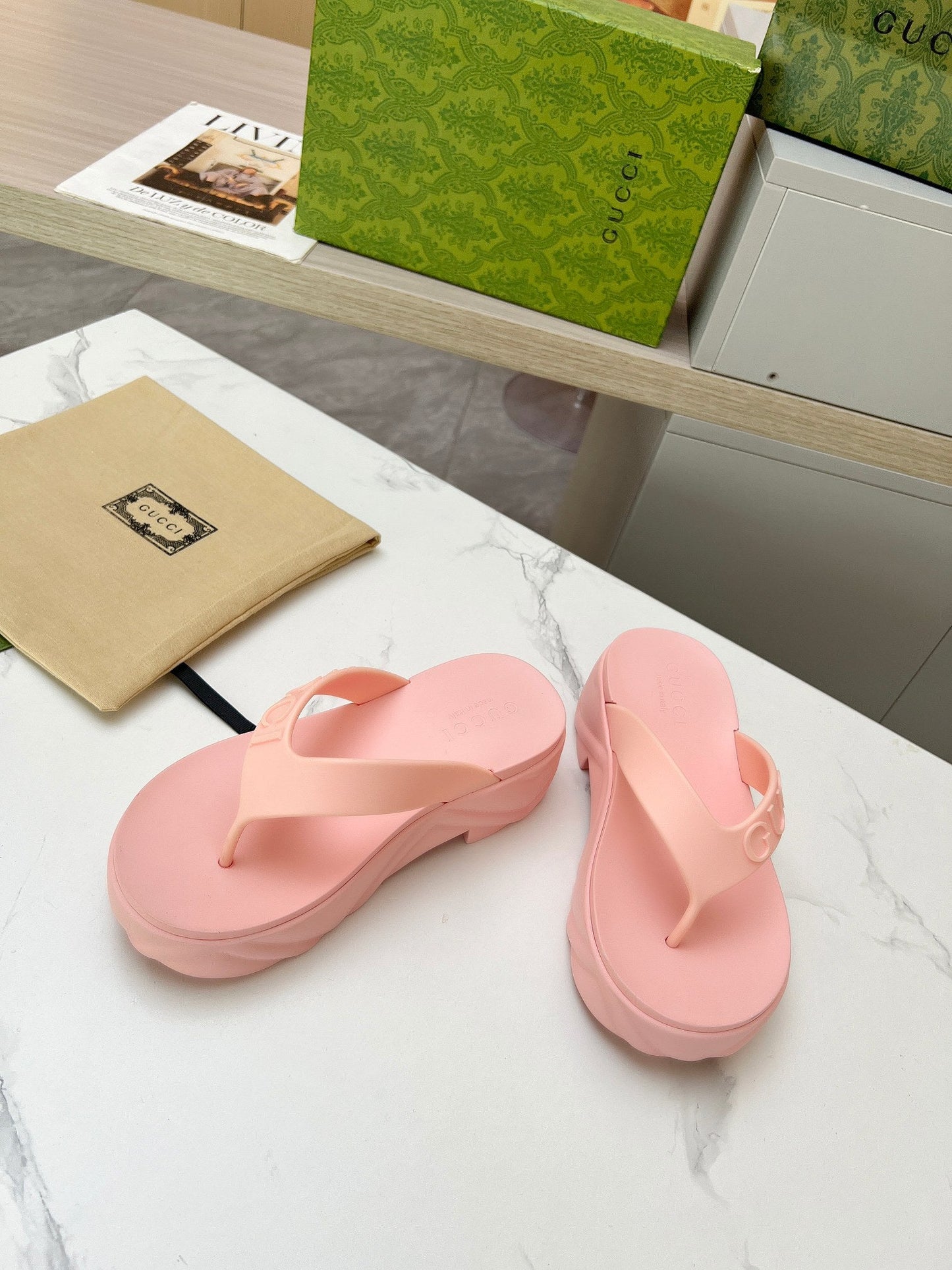 THONG PLATFORM IN LIGHT PINK IMPORTED TPU - 35