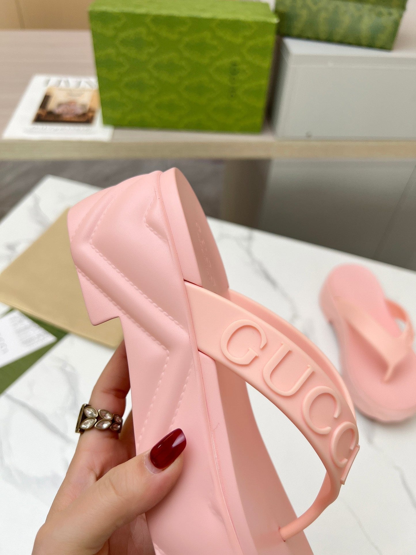 THONG PLATFORM IN LIGHT PINK IMPORTED TPU - 35