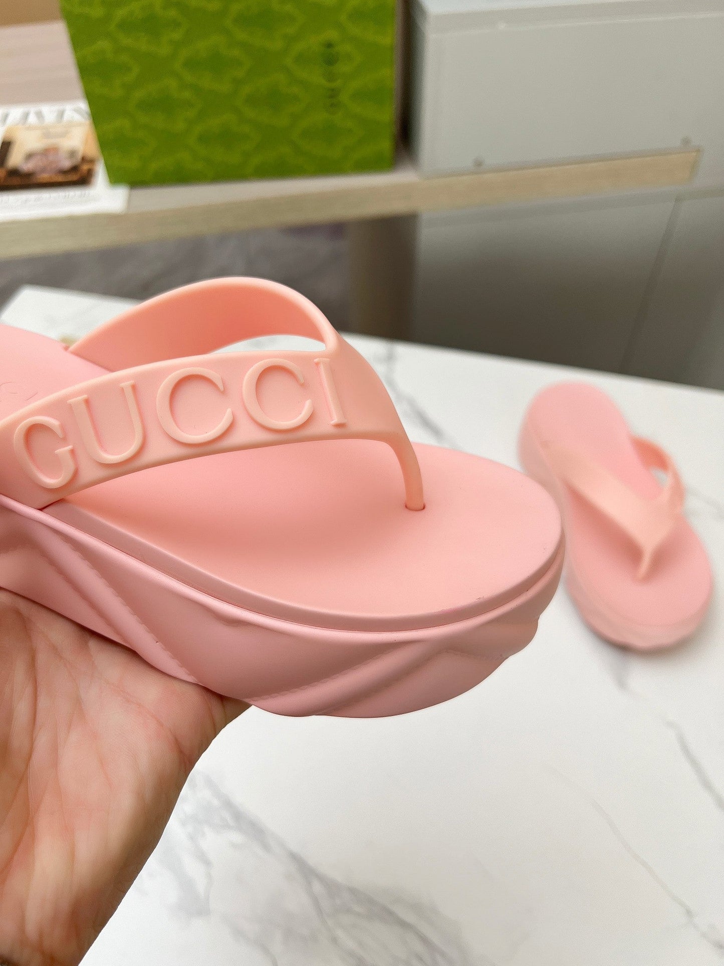 THONG PLATFORM IN LIGHT PINK IMPORTED TPU - 35