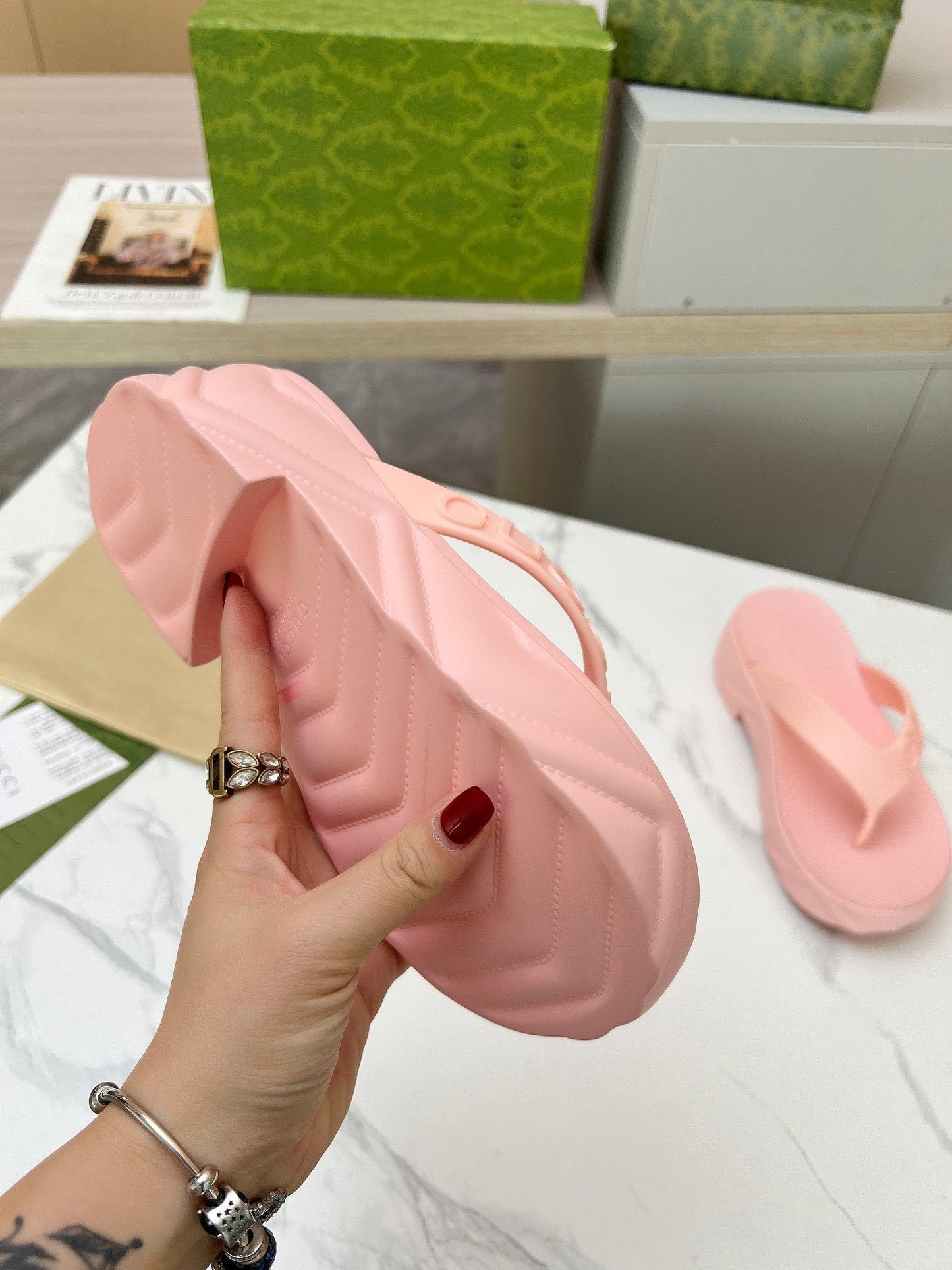 THONG PLATFORM IN LIGHT PINK IMPORTED TPU - 35