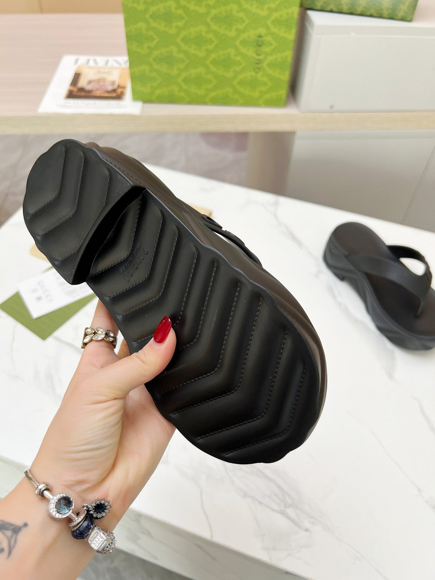 THONG PLATFORM IN BLACK IMPORTED TPU - 35