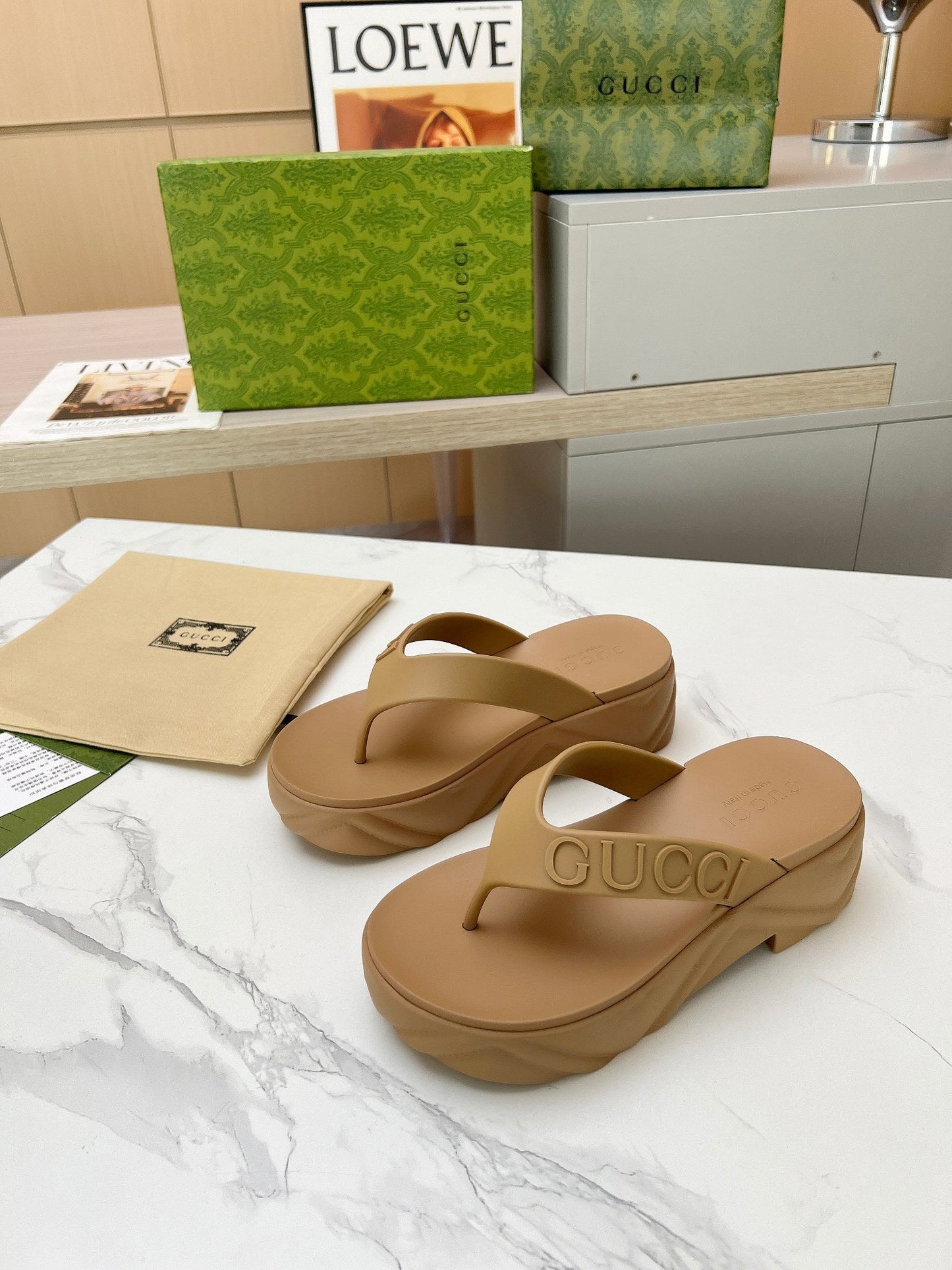 THONG PLATFORM IN CIDER BROWN IMPORTED TPU - 35