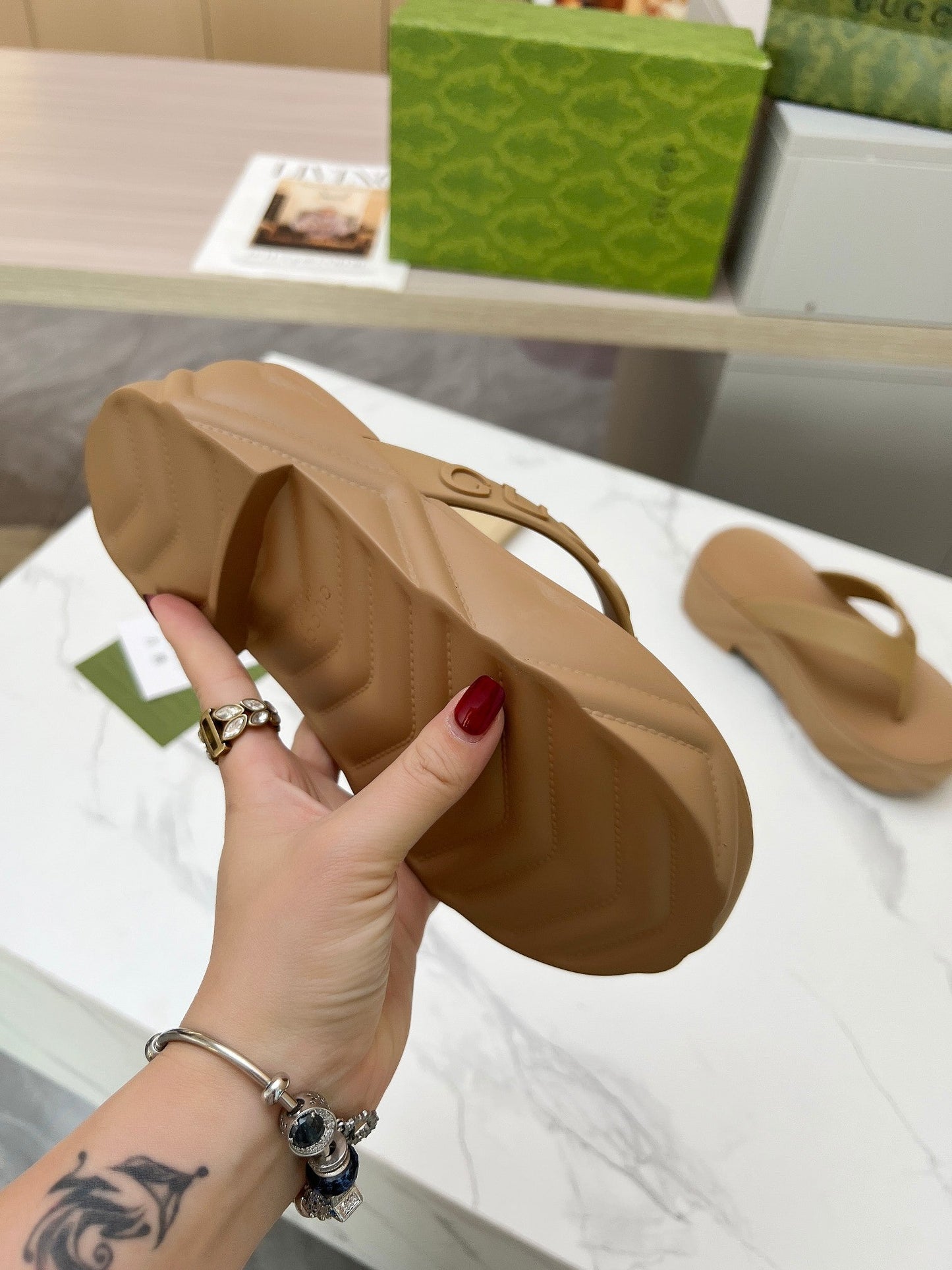 THONG PLATFORM IN CIDER BROWN IMPORTED TPU - 35