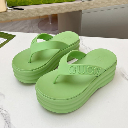 THONG PLATFORM 5 CM IN PISCHIATO GREEN IMPORTED TPU - 35